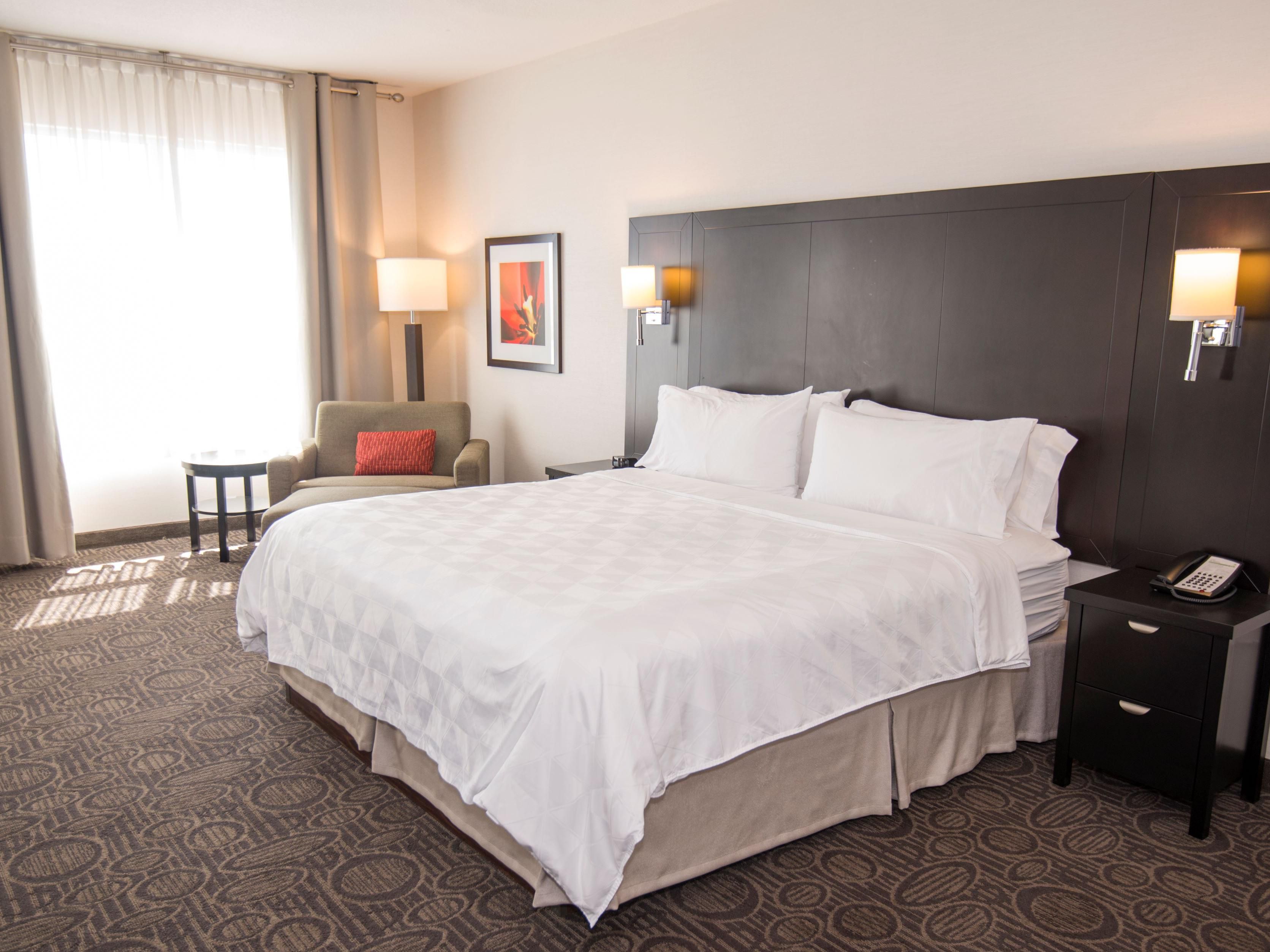 At the end of a long day, relax in our clean, King Bed Guest Room