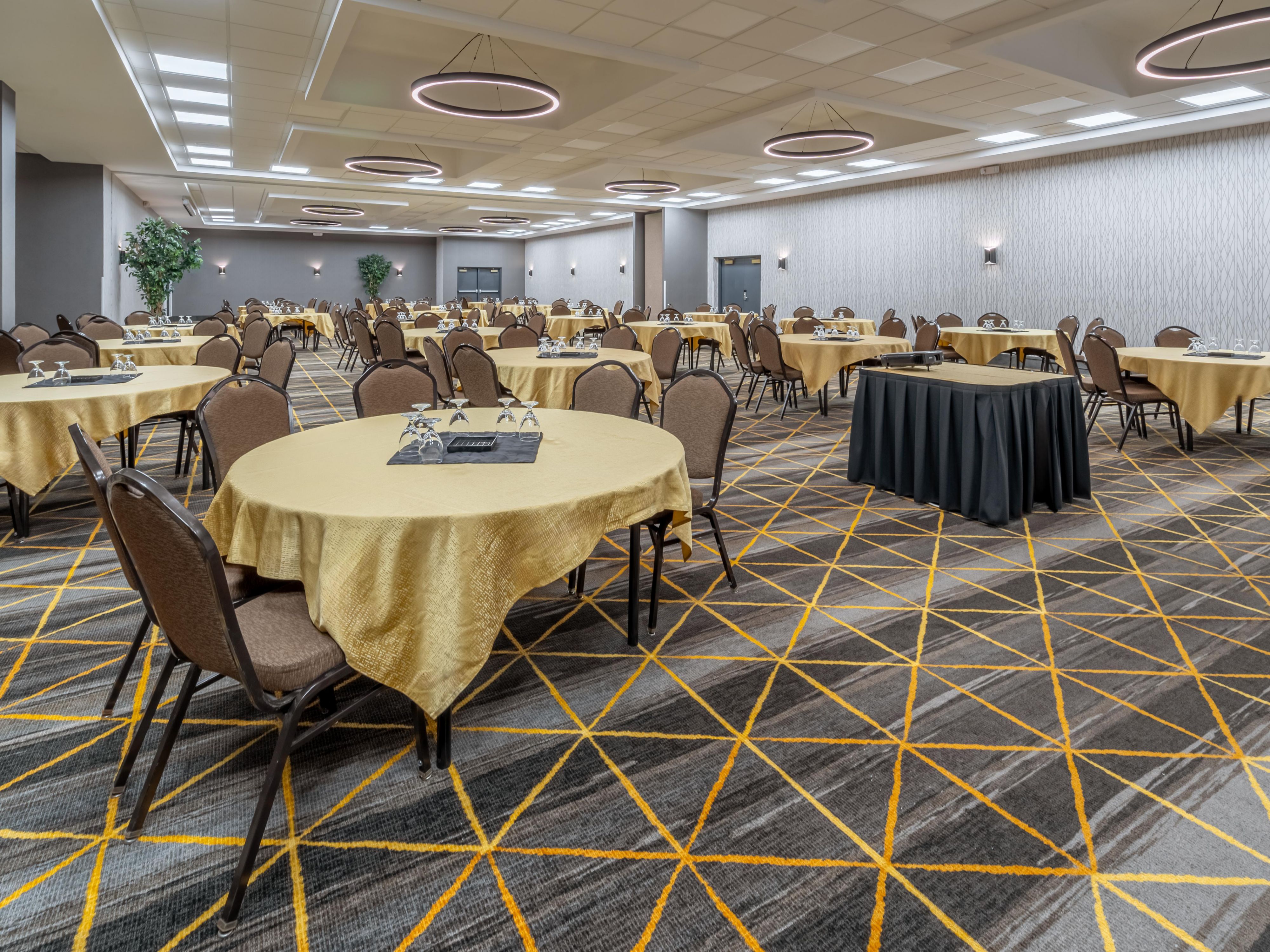 We are designed to accommodate groups of 5 to 350 people. 
We have over 5,000 square feet of conference space and are 
connected to an additional conference and expo center should 
there be a need for even more space. We offer the latest in 
equipment and sound plus creative menu design for food and
beverage.