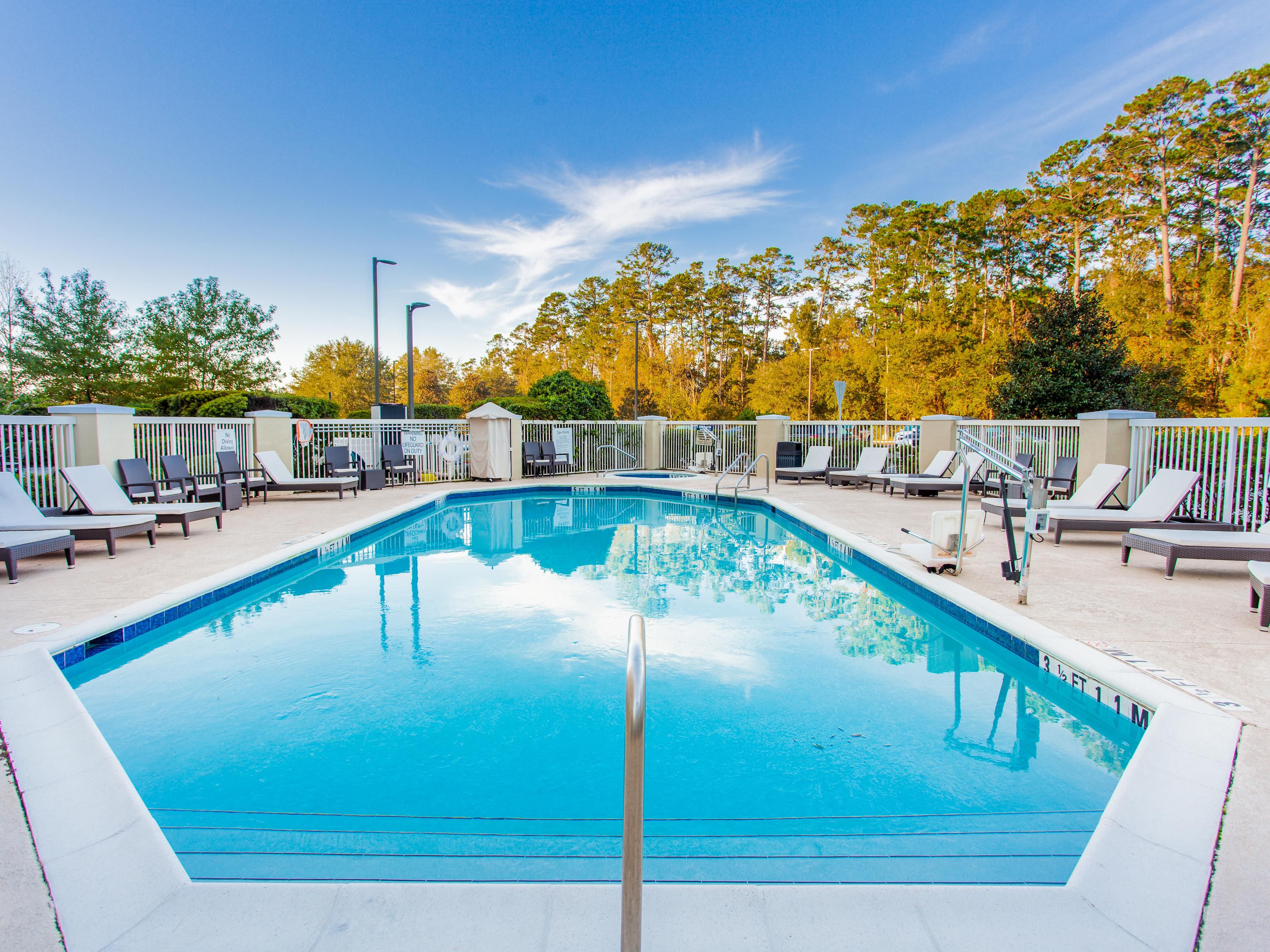 Take a dip in our outdoor swimming pool
