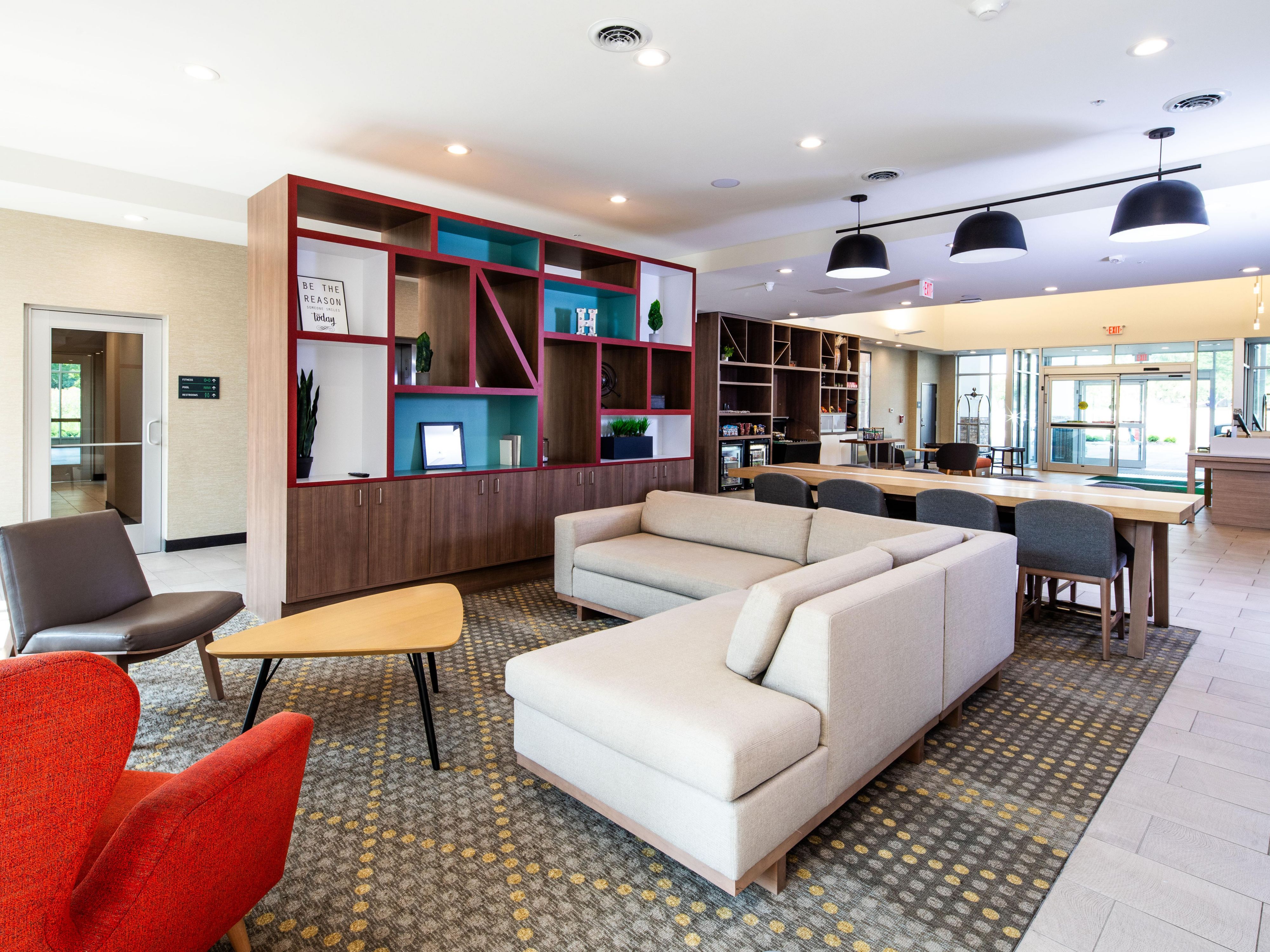 Welcome to our hotel lobby with free Wi-Fi.