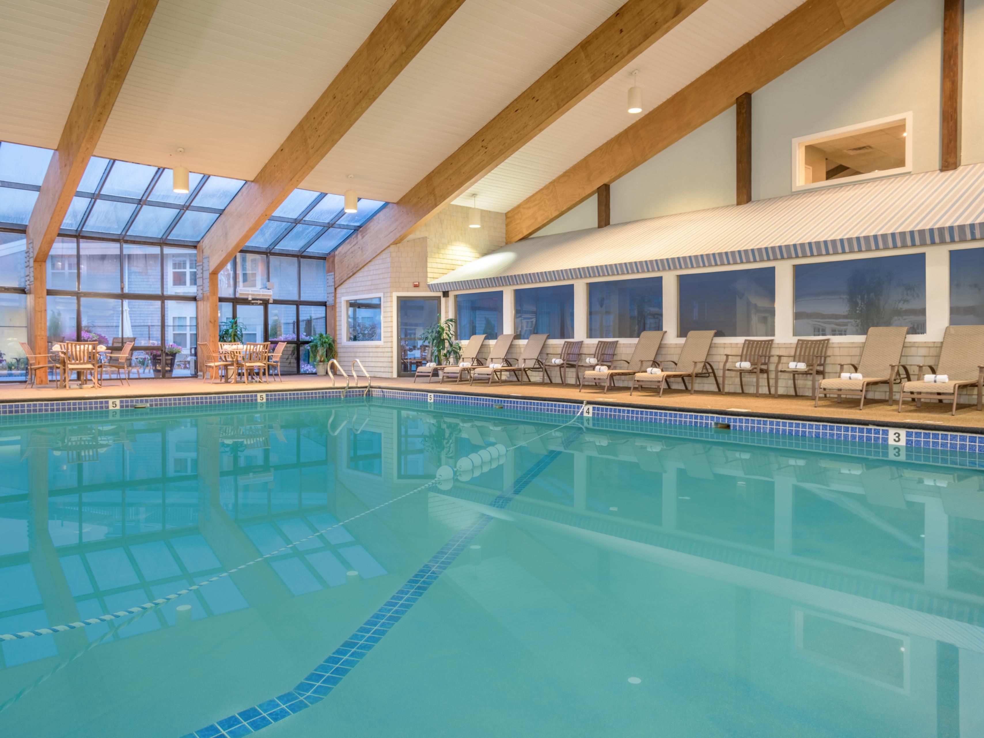 Enjoy our beautiful indoor heated pool. Seasonal hours in effect.  Please contact the hotel at 508-775-1153 for more information.    