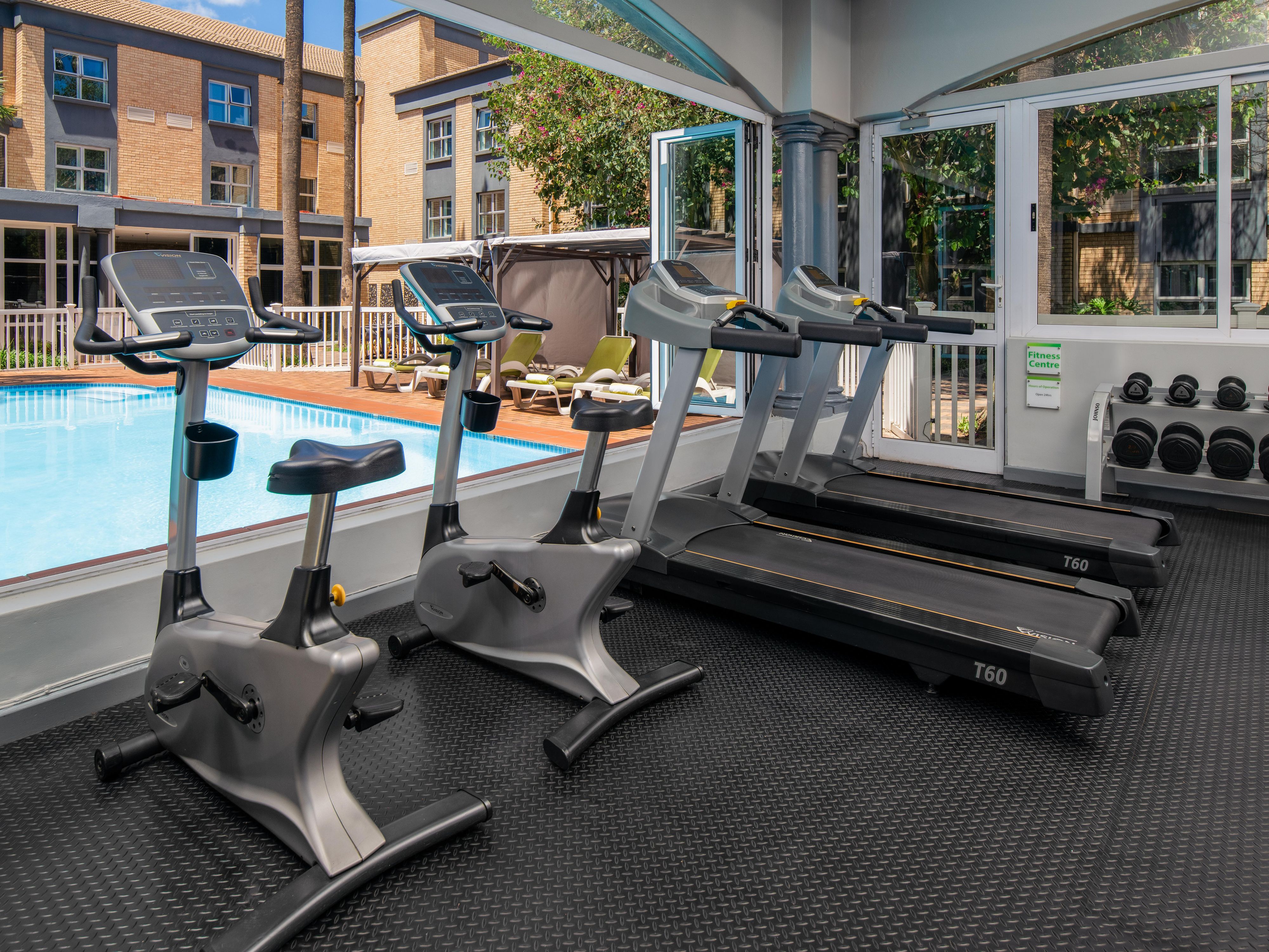 Exercise in our modern Fitness Centre and chill out by our sparkling outdoor pool. Whether pumping iron or taking a leisurely swim, these amenities are a haven for health and relaxation. Relish top facilities against the backdrop of the city’s magnificent skyline, making us one of the best places to stay in Johannesburg.