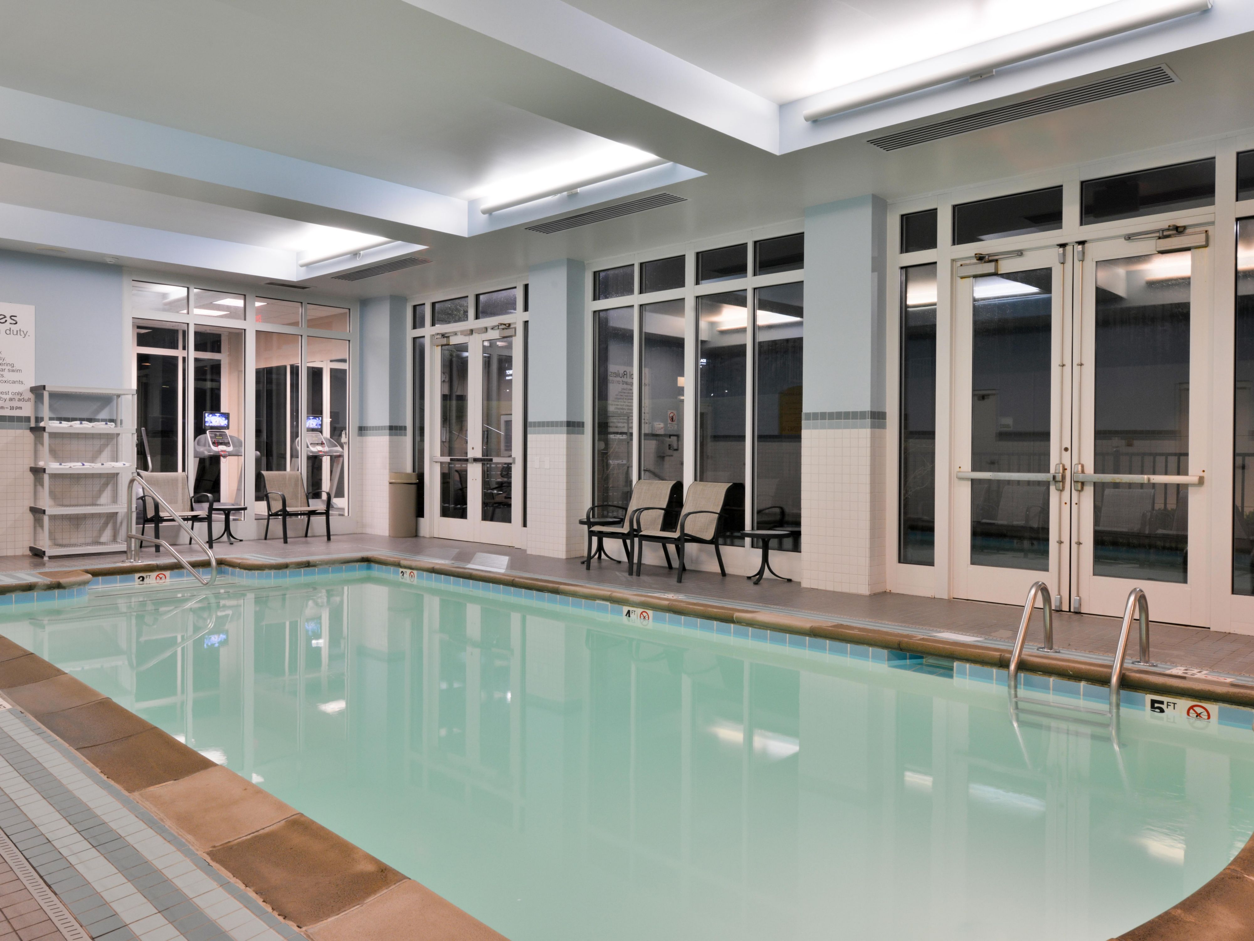 No matter the weather, our heated indoor pool is open! A great way to relax after a long flight, a day of shopping, or playing with the kids.