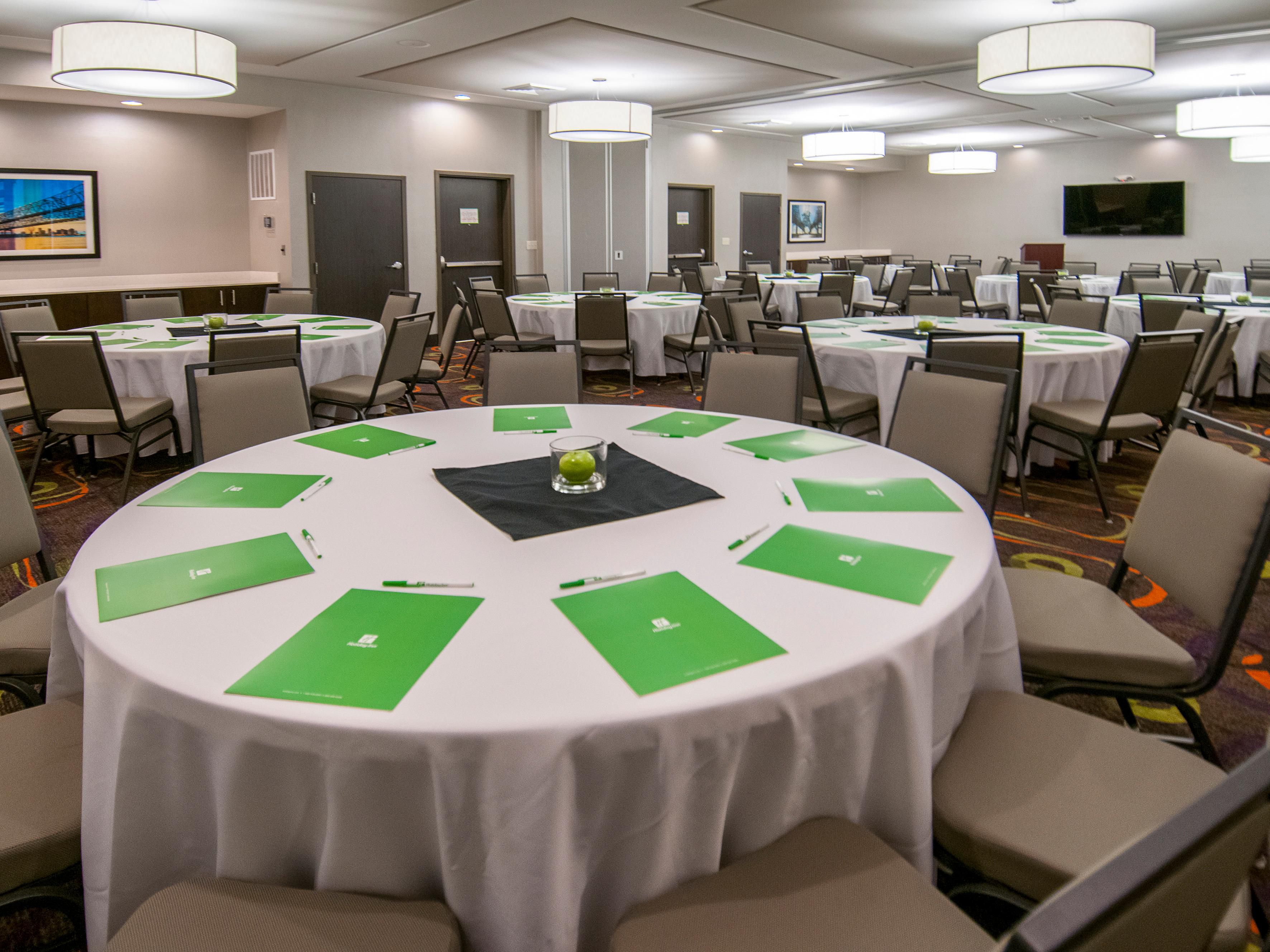 We have 1,300 sq.ft. of flexible meeting space that breaks into two sections. 70" TV panel with HDMI cord for laptop connection in both meeting rooms.  We are able to accommodate comfortably up to 40 guests with flexible meeting set ups.  We also have a wonderful Board Room meeting for any last-minute pop-ups! 