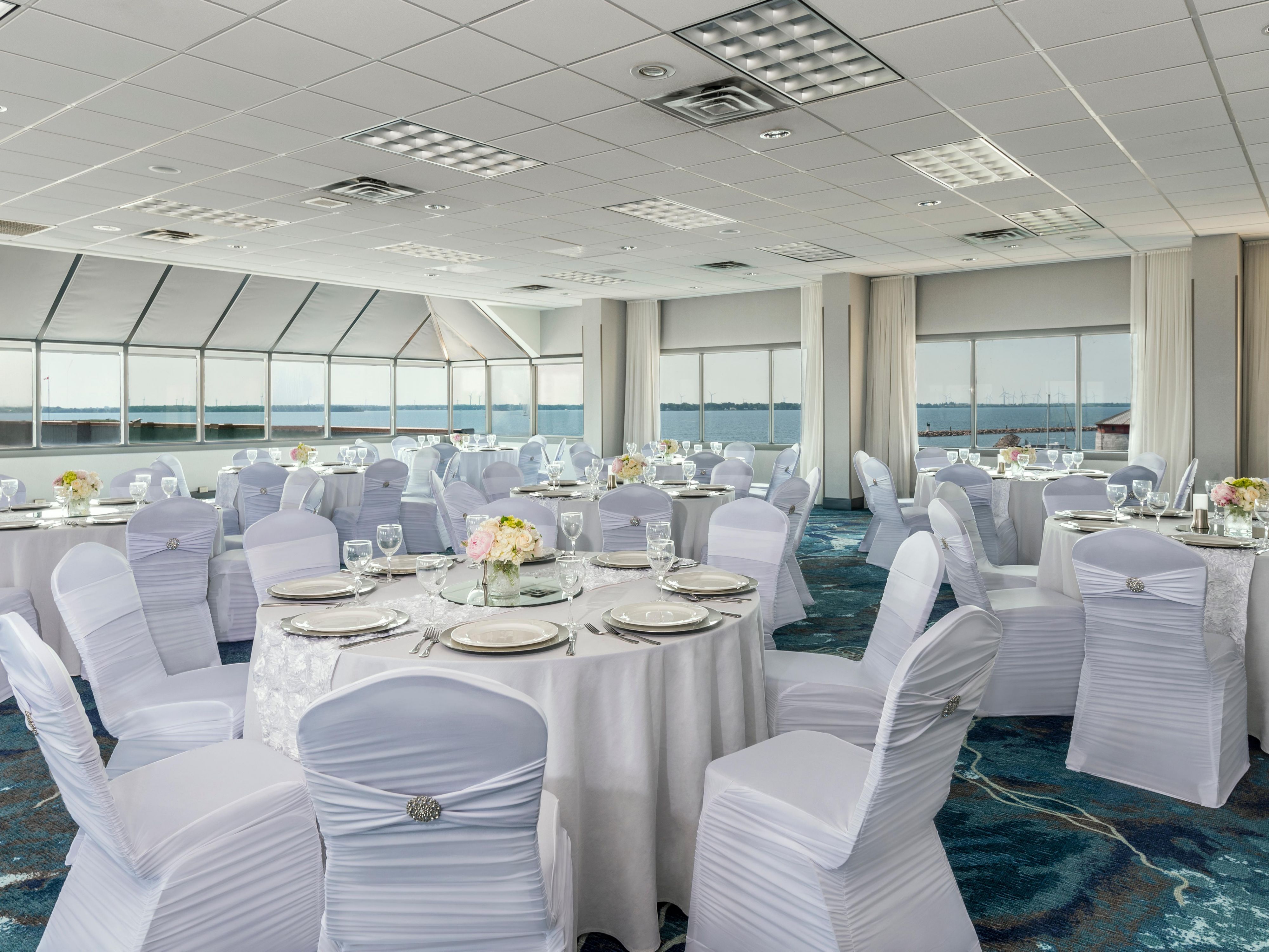 Event space offer stunning waterfront views and natural light. 2 large ballrooms enable you to host your wedding ceremony and dinner onsite. Creatively designed all inclusive packages, rehearsal dinners and brunch menus are available. Contact Judy Fisher 613-549-8400 ex 2604 or email judy.fisher@innvesthotels.com. 