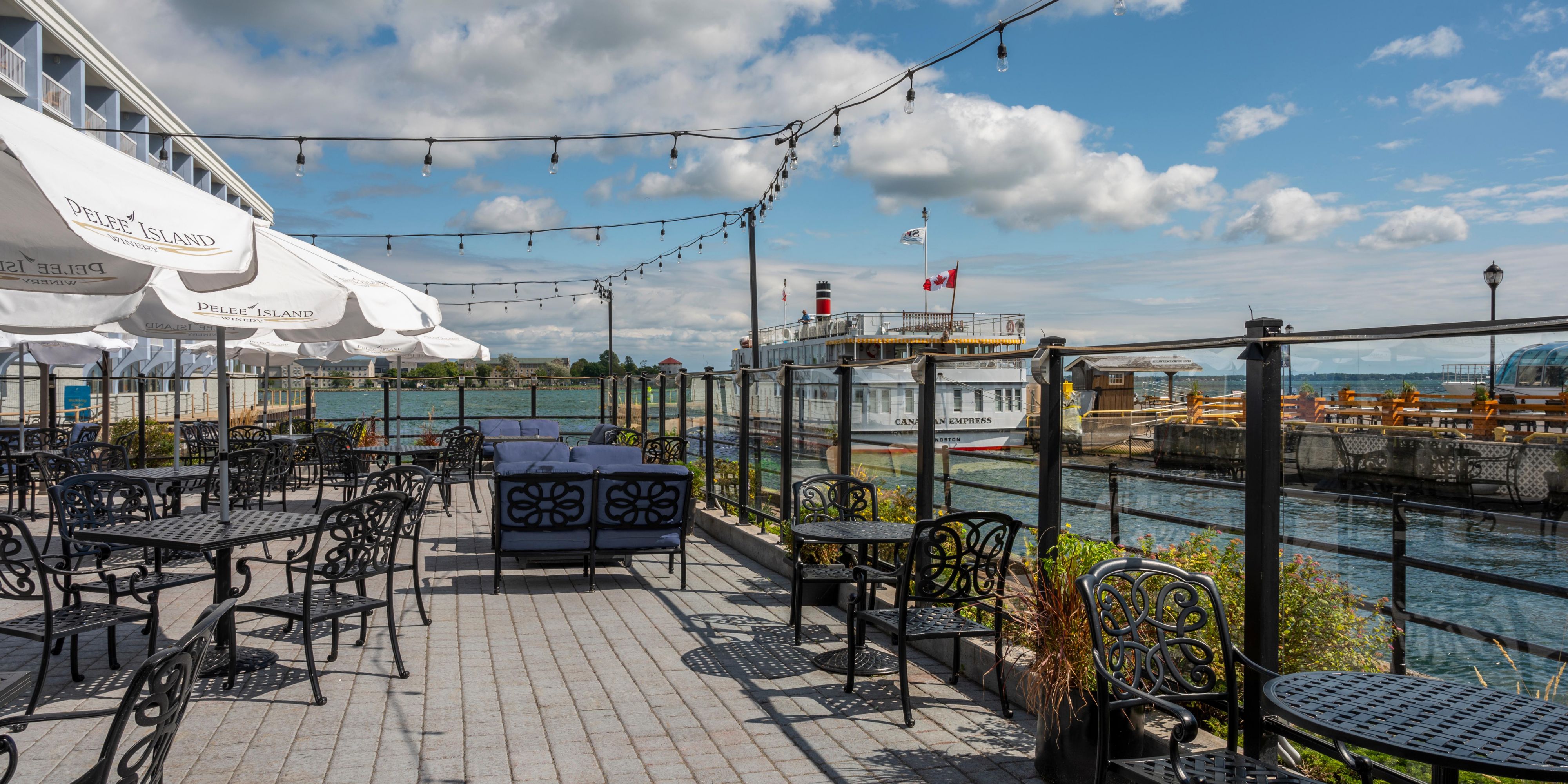 Best gathering place at the Wharf & Feather Waterfront patio