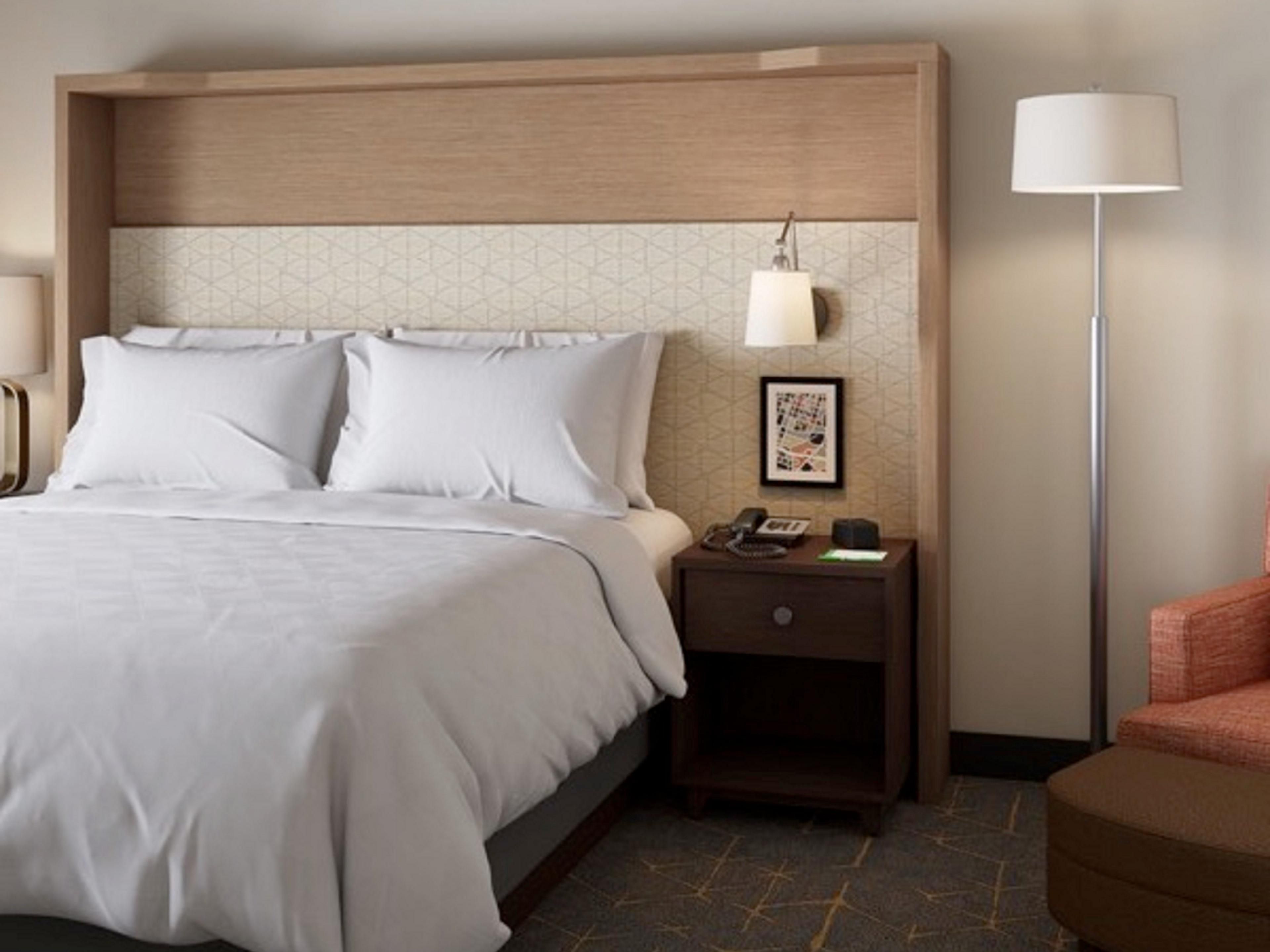 Stay in our newly remodeled guest rooms, featuring a premium king bed with sleeper sofa, 2 queen beds, or a standard king, plus various suite options. Stay connected with free Wi-Fi, HDMI charging ports & a mobile desk. Feel at home with a mini-fridge & Keurig coffeemaker. Refresh in the stylish, clean & bright bathrooms.
