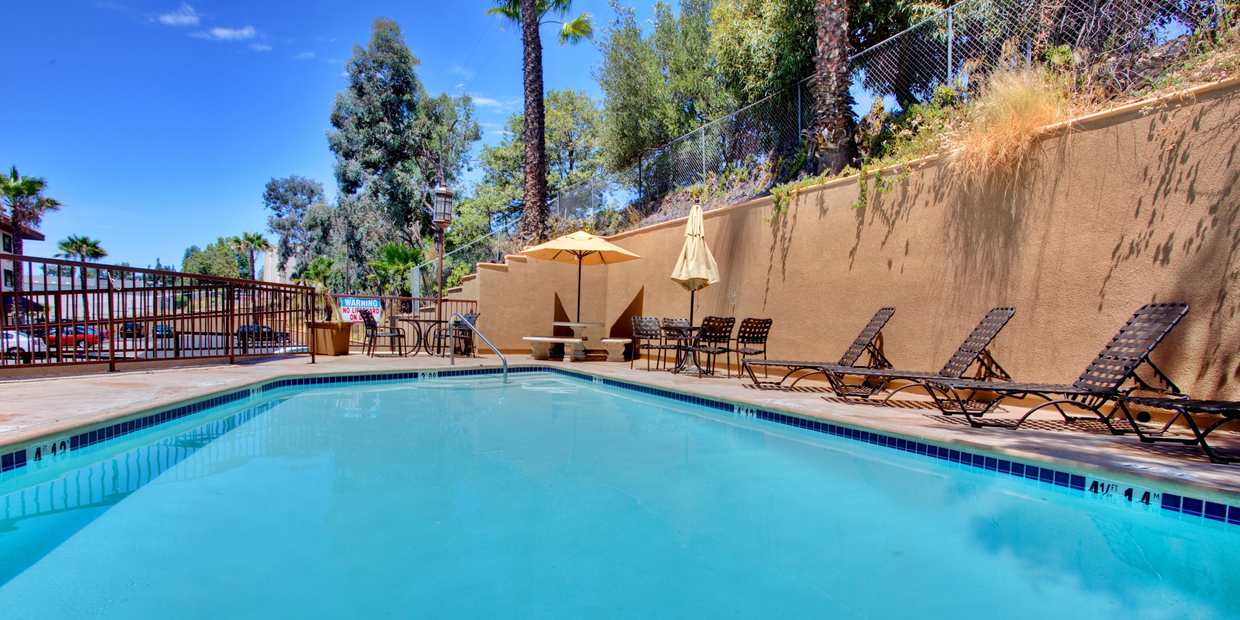 Escape the California heat, and take a dip in our outdoor pool! Open year round.