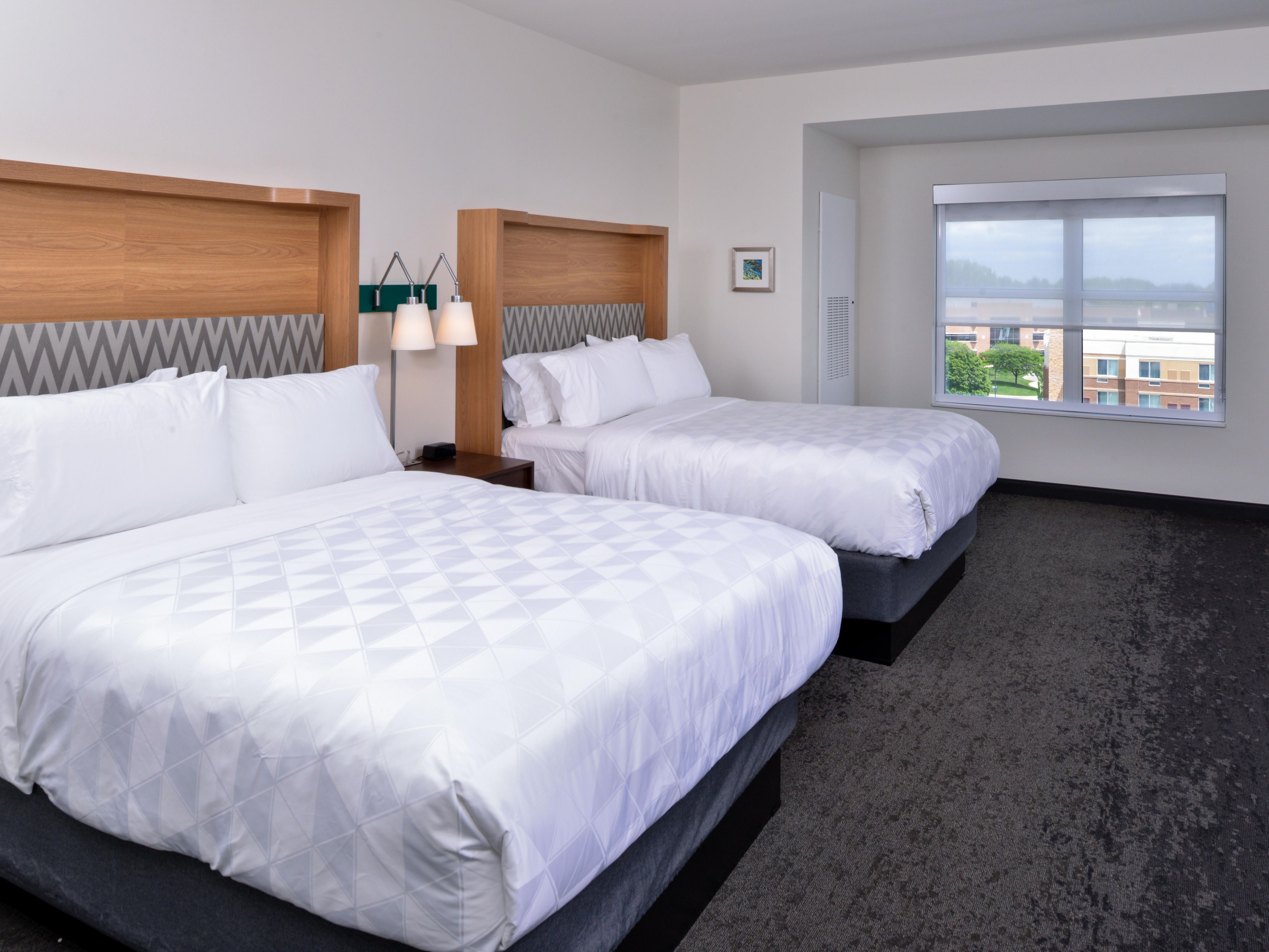 Two queen beds standard room at the Holiday Inn Detroit NW Livonia