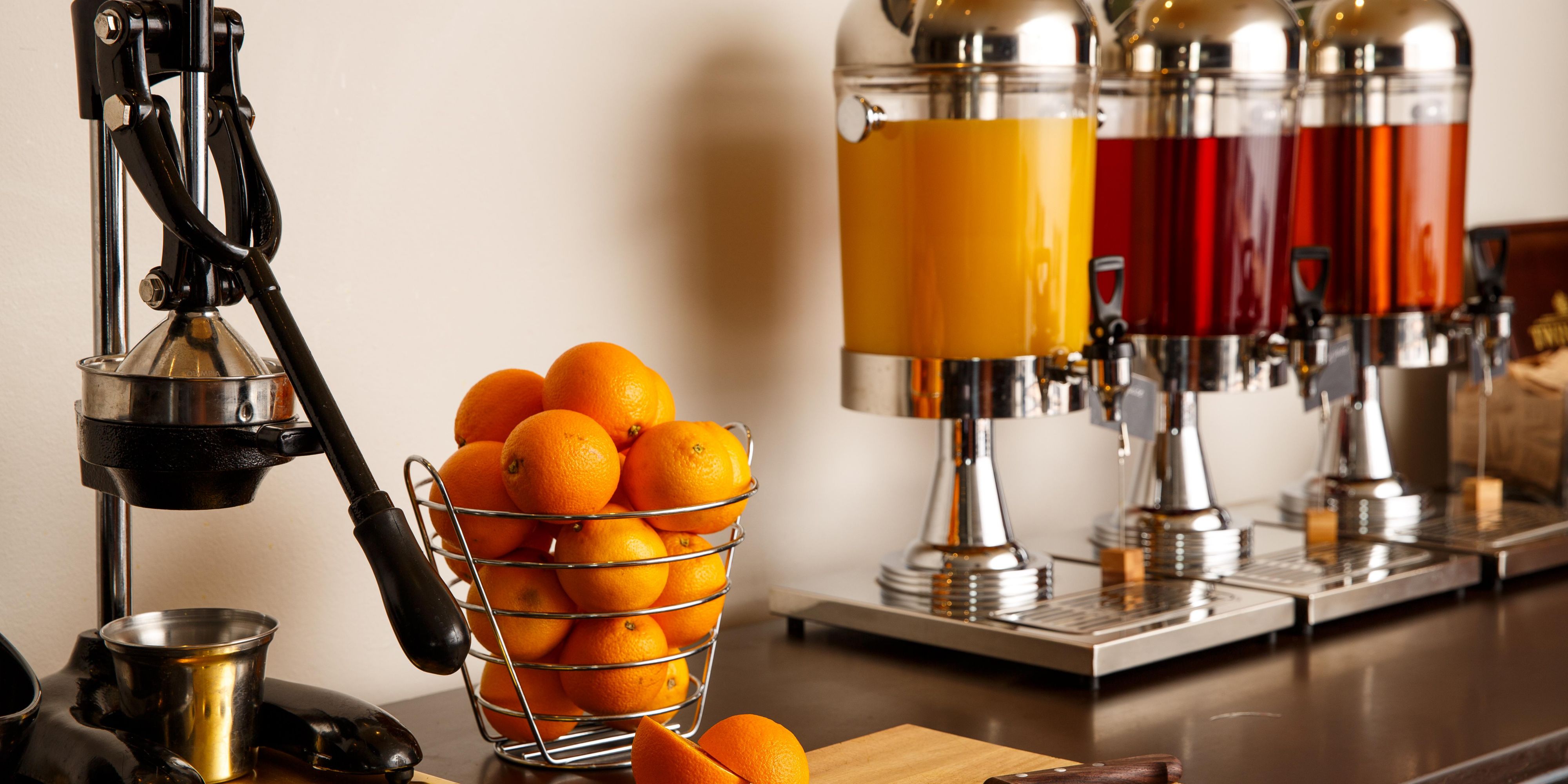 Juices and freshly squeezed oranges to boost up with Vitamins
