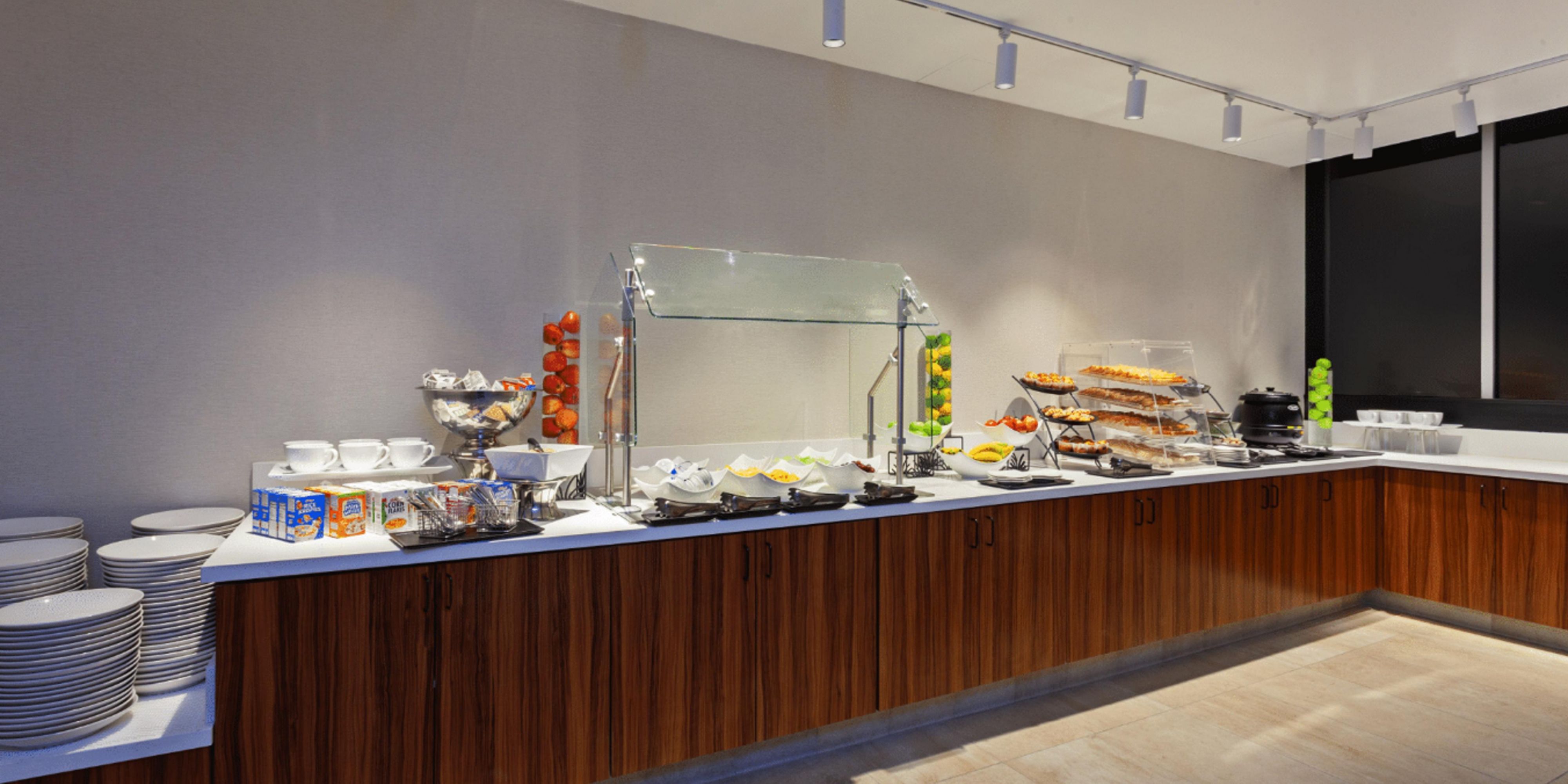 Breakfast buffet options at our hotel near LAX Airport.