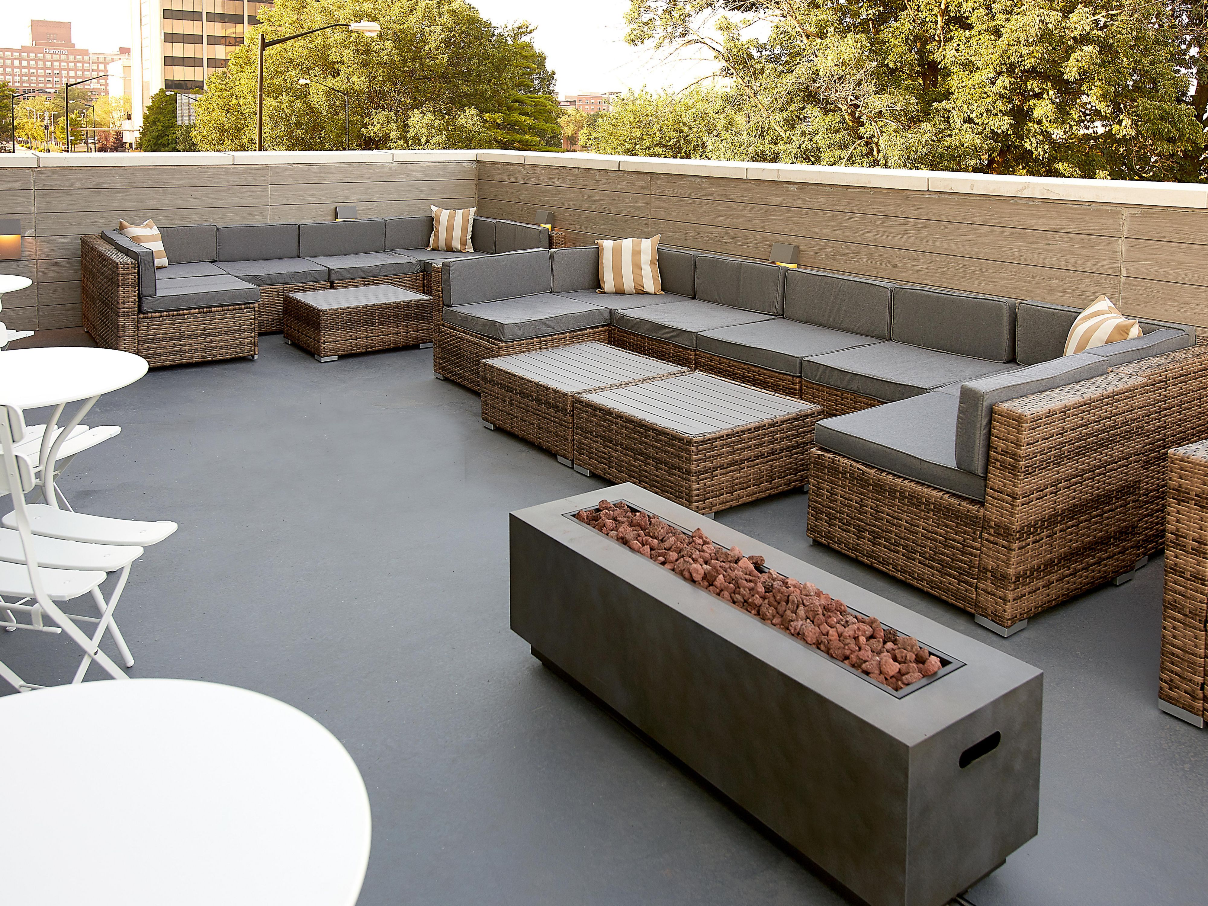 Have a relaxing afternoon by the fireplace in our outdoor patio.