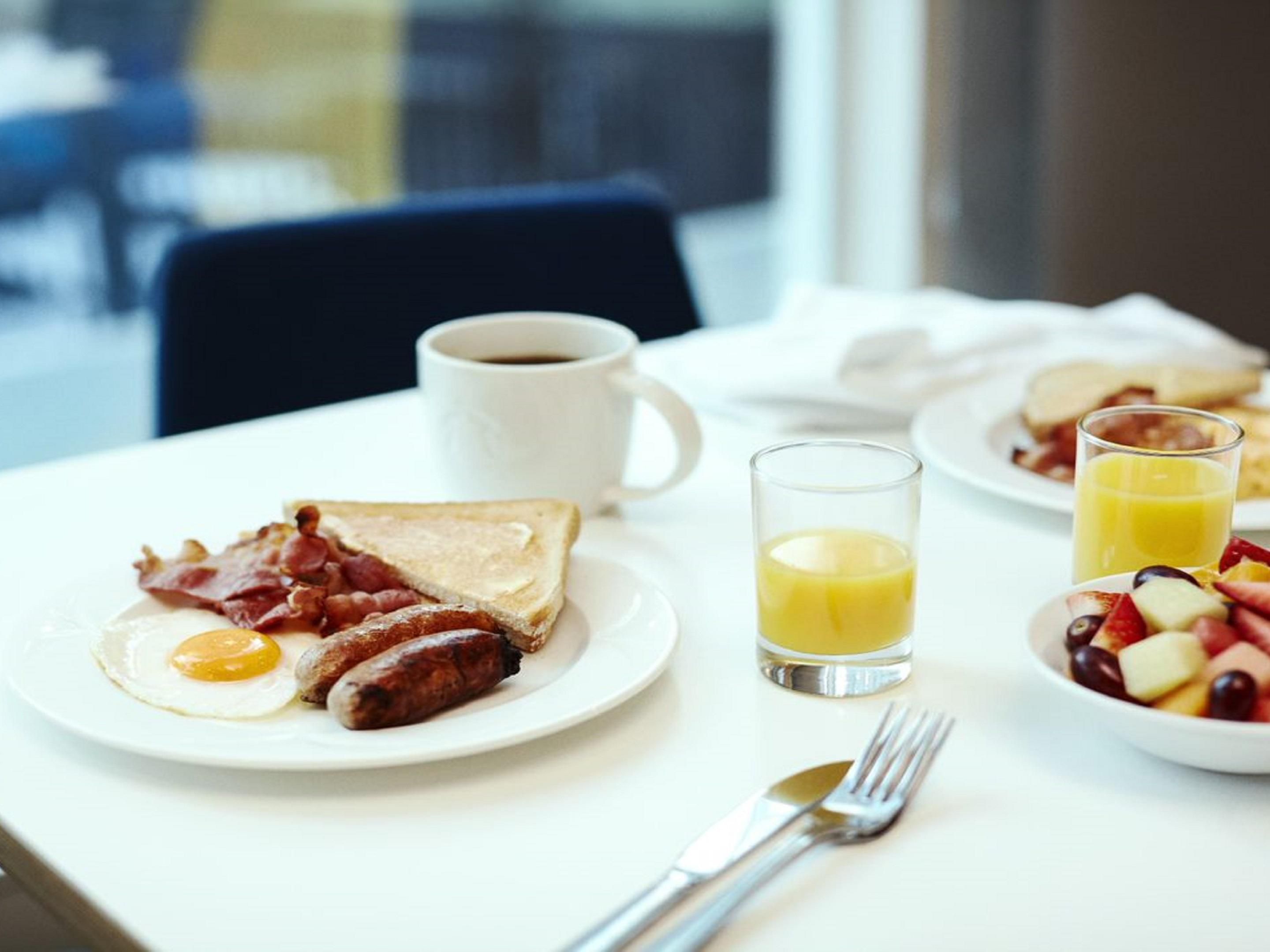 Start the day with our breakfast served daily, featuring a range of delicious hot and cold items -- sure to please everyone.