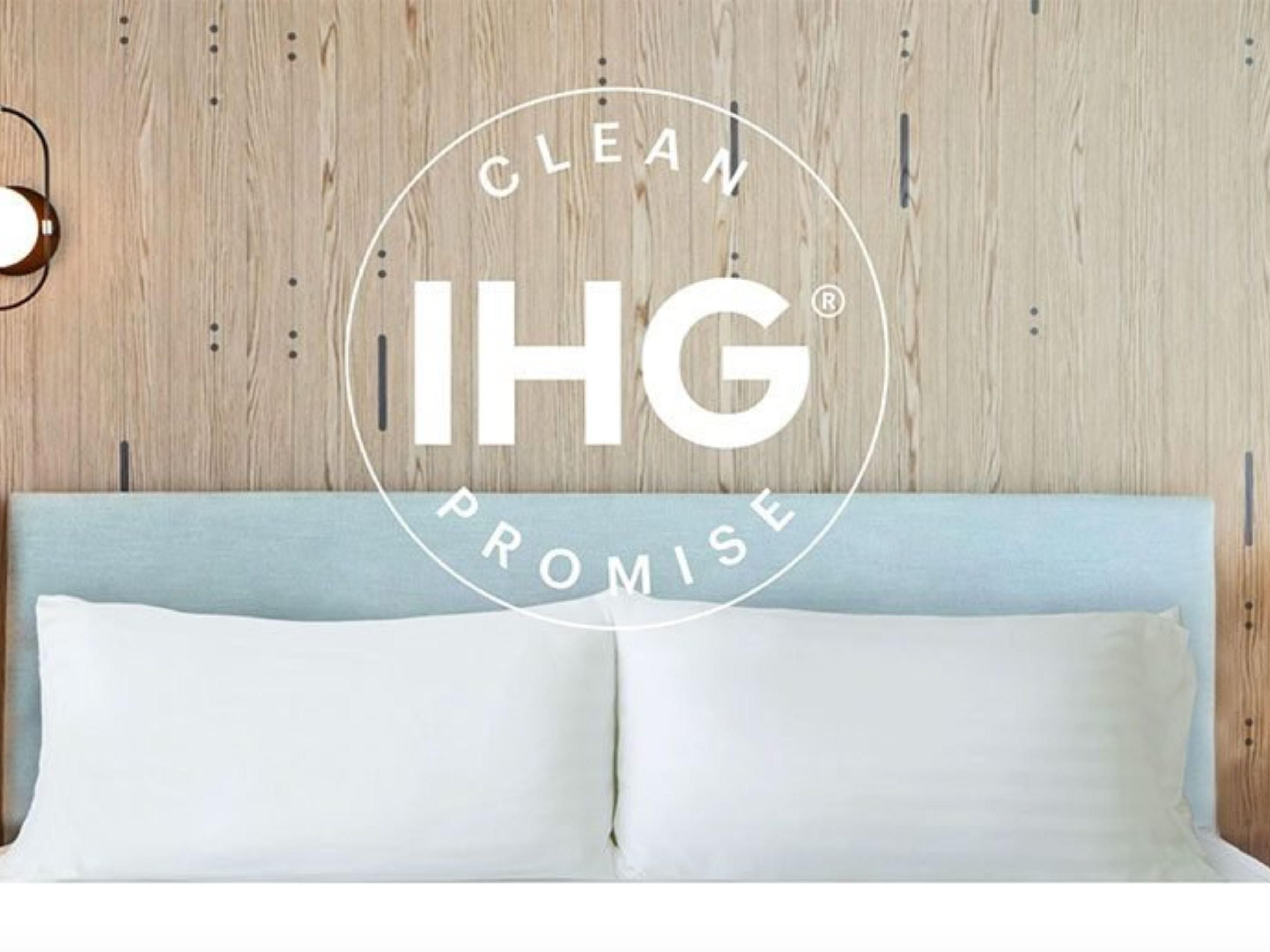 IHG Way of Clean already includes deep cleaning with hospital-grade disinfectants, and guests can expect to see evolved procedures throughout the hotel, which may include: Reception: Reduced contact at check-in, touch-less transactions, front desk screens, sanitizer stations, sanitized key-cards, paperless check-out.