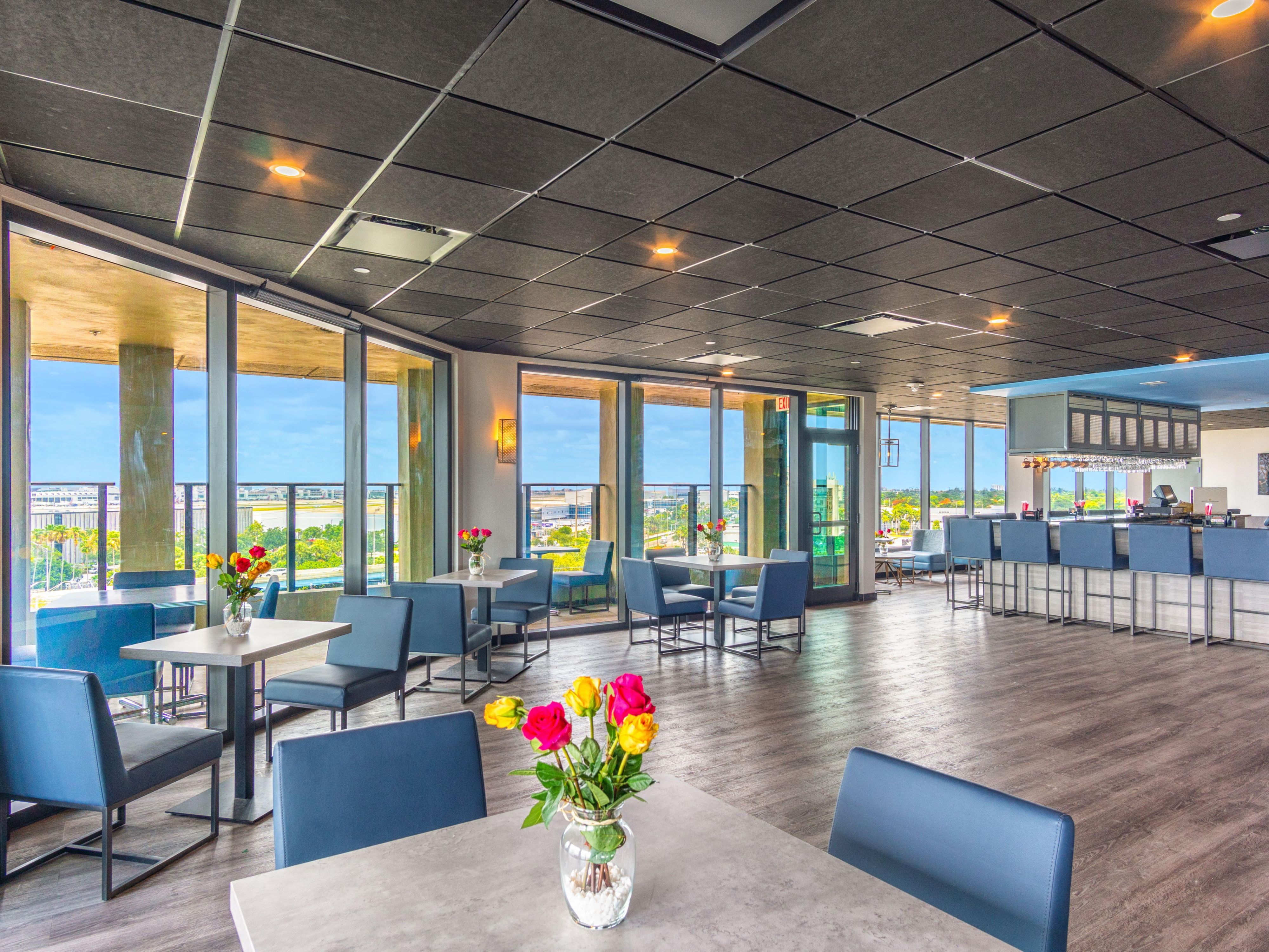 Take in the wonderful view and enjoy a meal or drink in our full-service Restaurant and Bar or just take a coffee and snack to go at our coffee take away. 