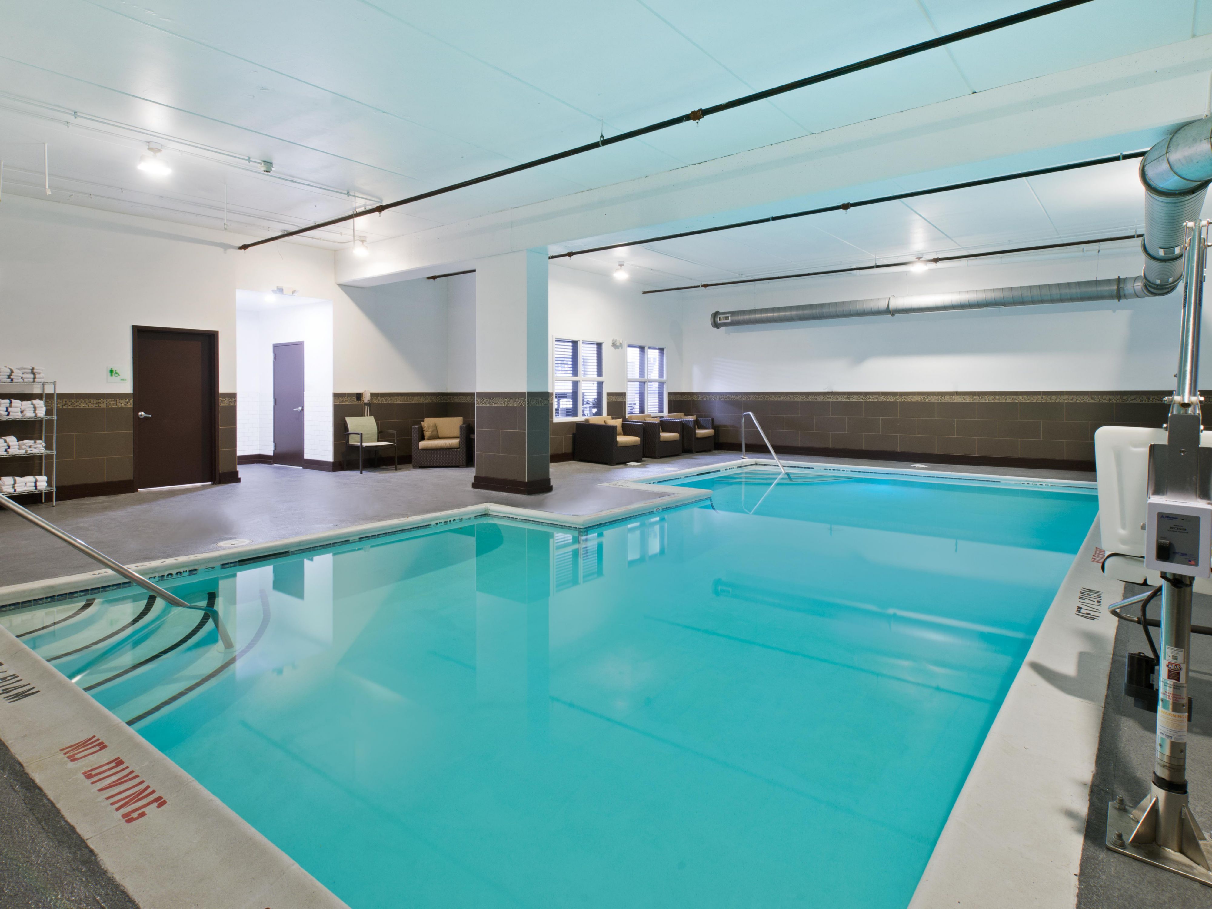 Jump into relaxation at our indoor heated pool, offering year-round excitement. Whether you're looking for an invigorating start to your day or a tranquil retreat in the evening, our heated pool creates the ideal oasis for guests of all ages. Make a splash, swim laps, or simply soak in the soothing water and enjoy a rejuvenating experience. 
