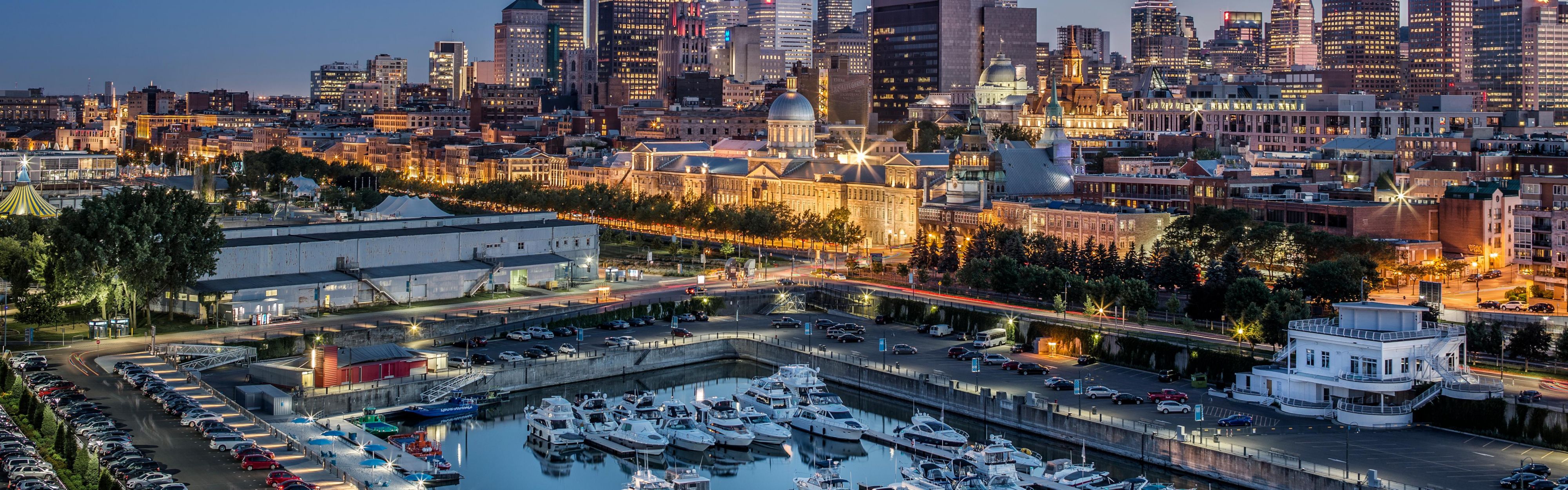 Arial view of Old Montreal. Steps away from Holiday Inn Downtown