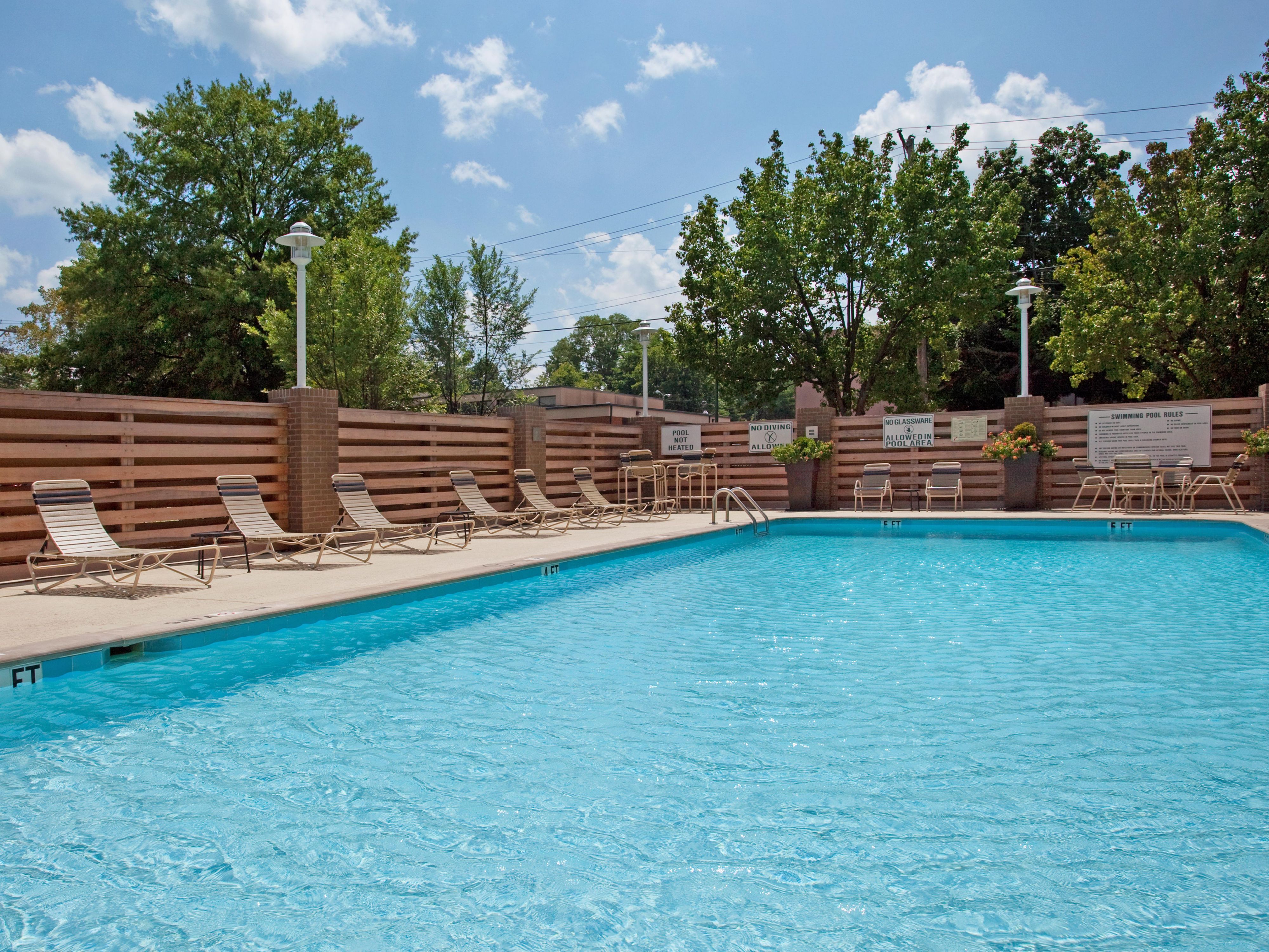Enjoy our large outdoor seasonal pool during the hot summer days. 