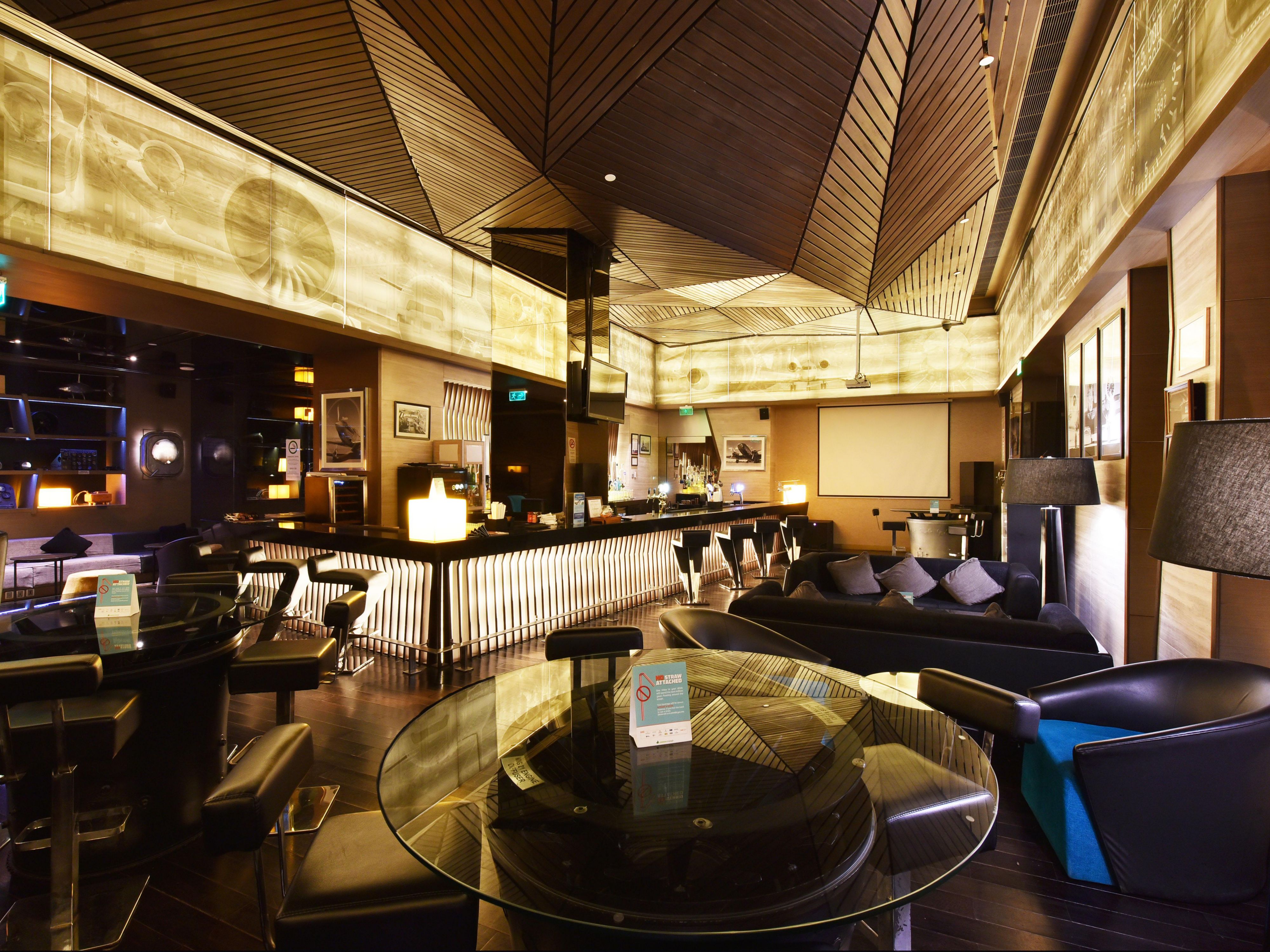 Plan your next hangout at The Hangar Lounge & Bar and spice up your evenings with an amazing collection of concoctions & international spirits.  The relaxing ambiance and soothing lighting will set your mood rolling and the scrumptious selection of food will keep you asking for more.  
Special packages are available for parties and group bookings.