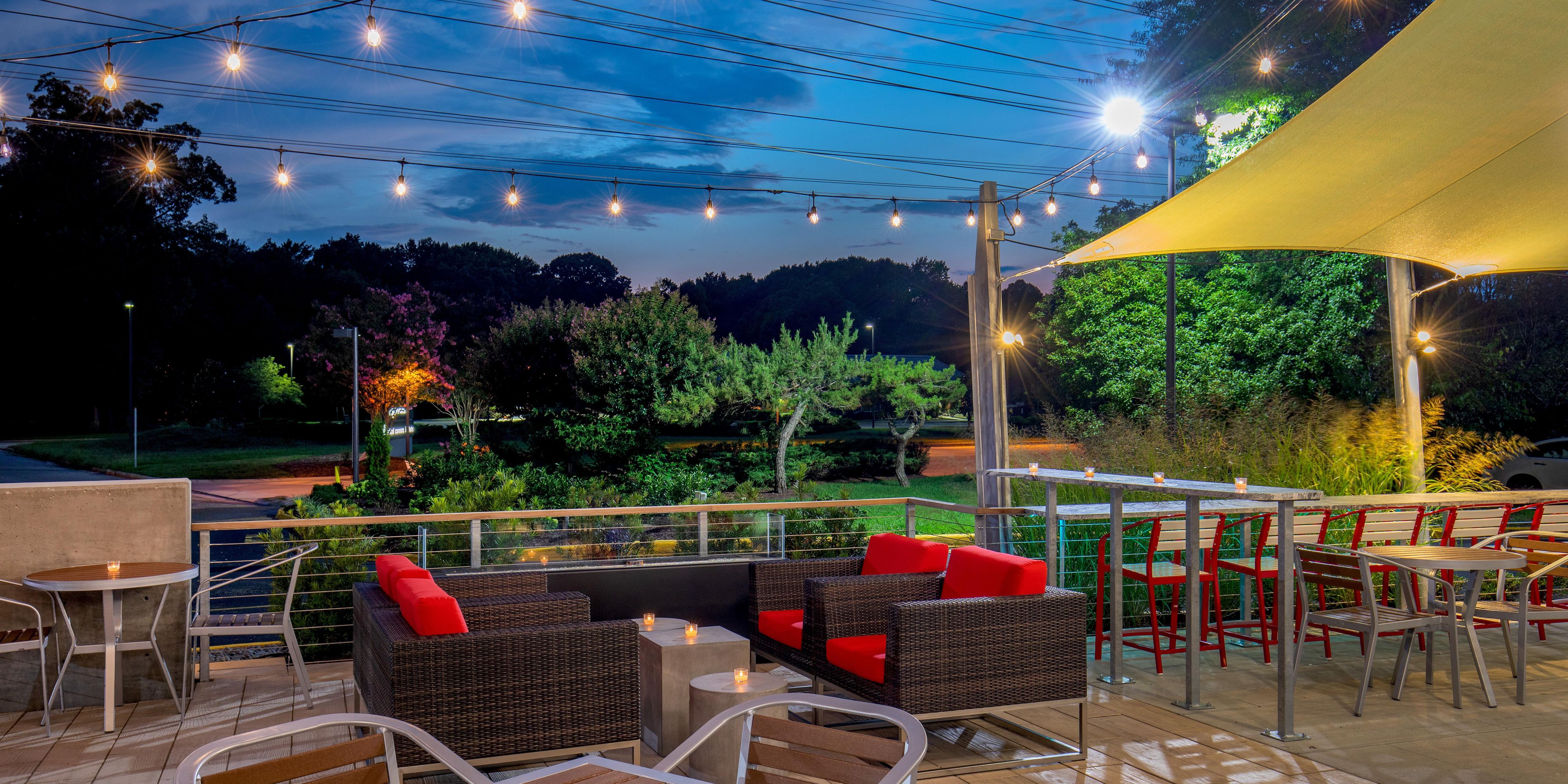 Enjoy a juicy burger and craft beer in our outdoor patio space