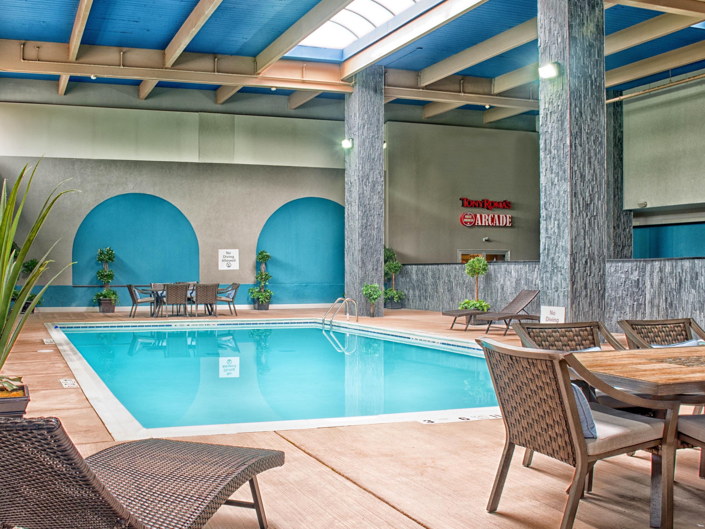 We offer a spacious indoor heated pool open daily from 8:00am - 11:00pm 