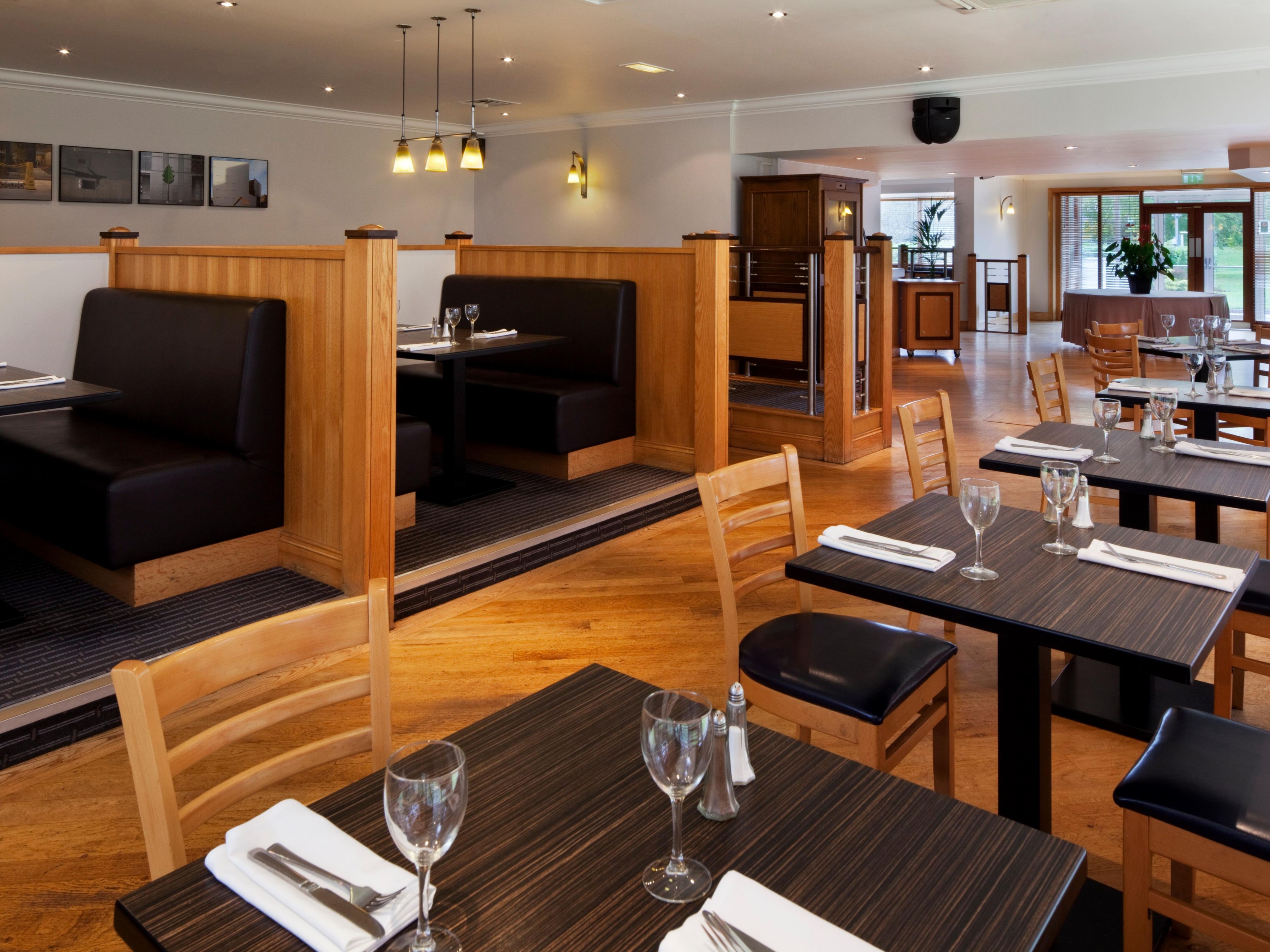 Our 90 seater light, airy and modern Restaurant serves a full English breakfast, lunch and dinner.  We pride ourselves of being a great dining venue, so if you want to grab a quick bite to eat or relax with friends or colleagues we're sure that we'll be able to satisfy even the fussiest of taste buds.