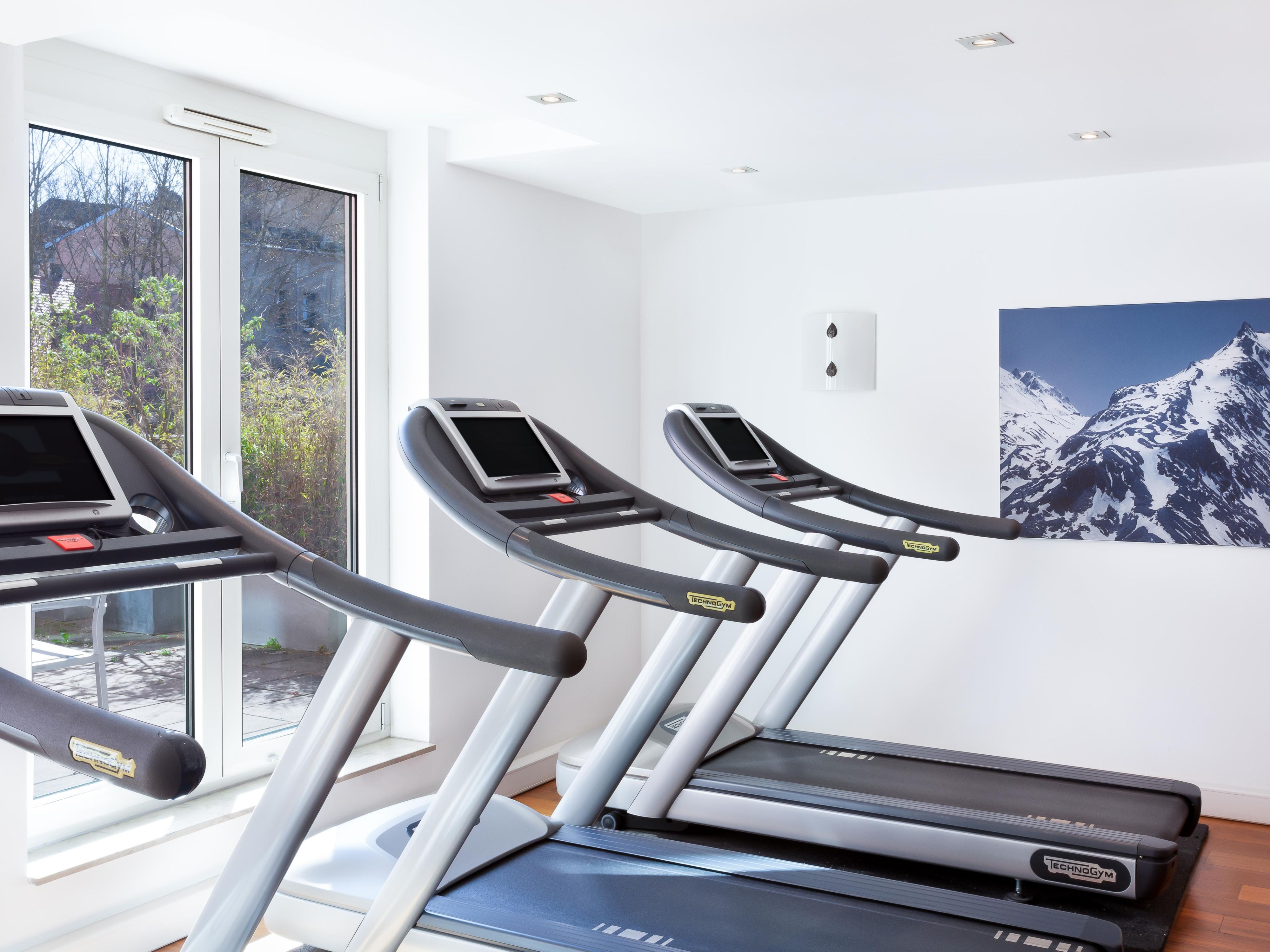 The hotel's gym, with high quailty weights and cardio equipment.