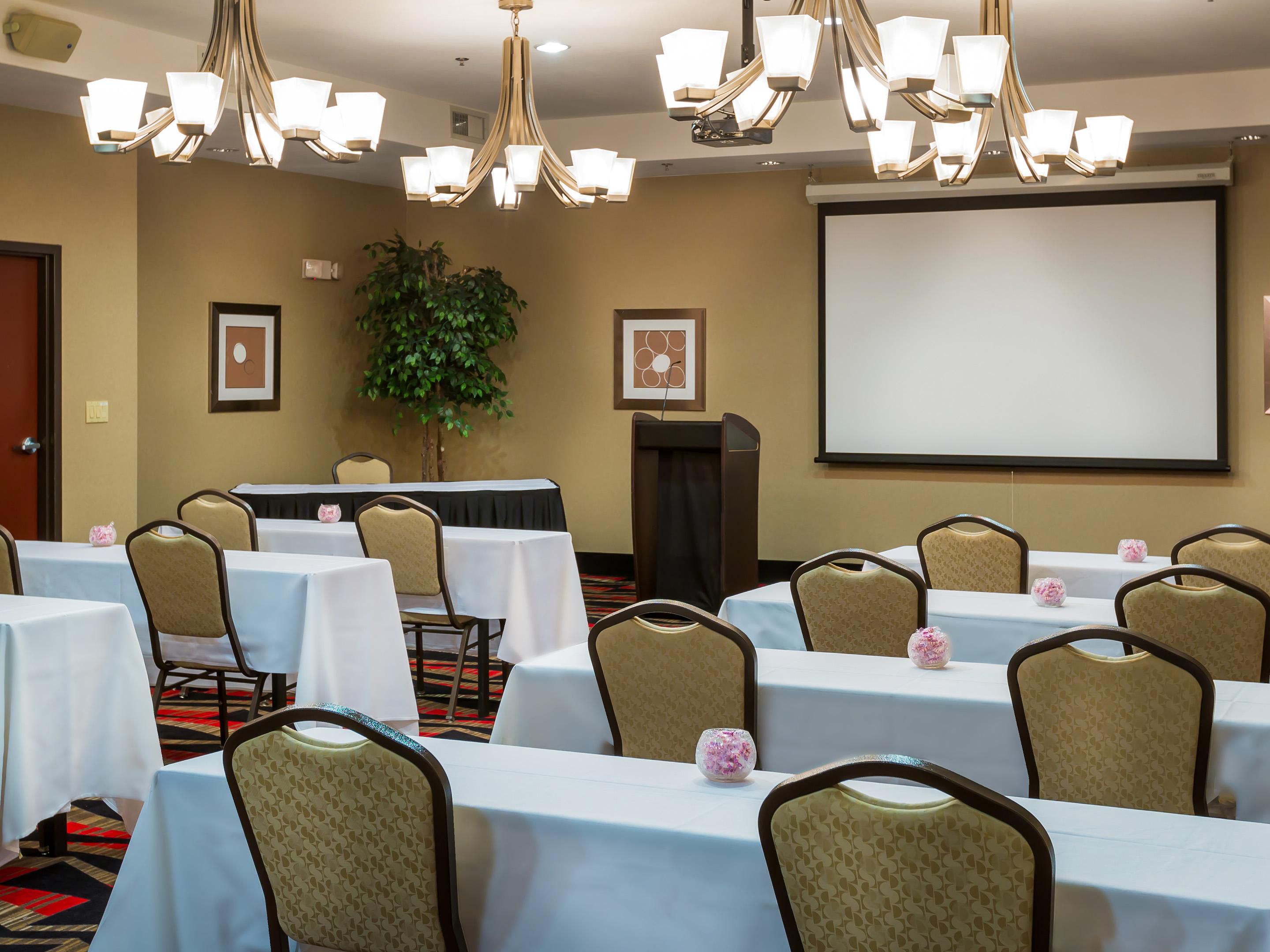 Stay rested and productive during your OKC business trip with comfortable accommodations and convenient amenities at our hotel. We offer on-site breakfast, fitness facilities, and a 24-hour business center with print, copy, and fax services. You can also host private meetings when you reserve our flexible venues with 2,700 sq. ft. of event space.