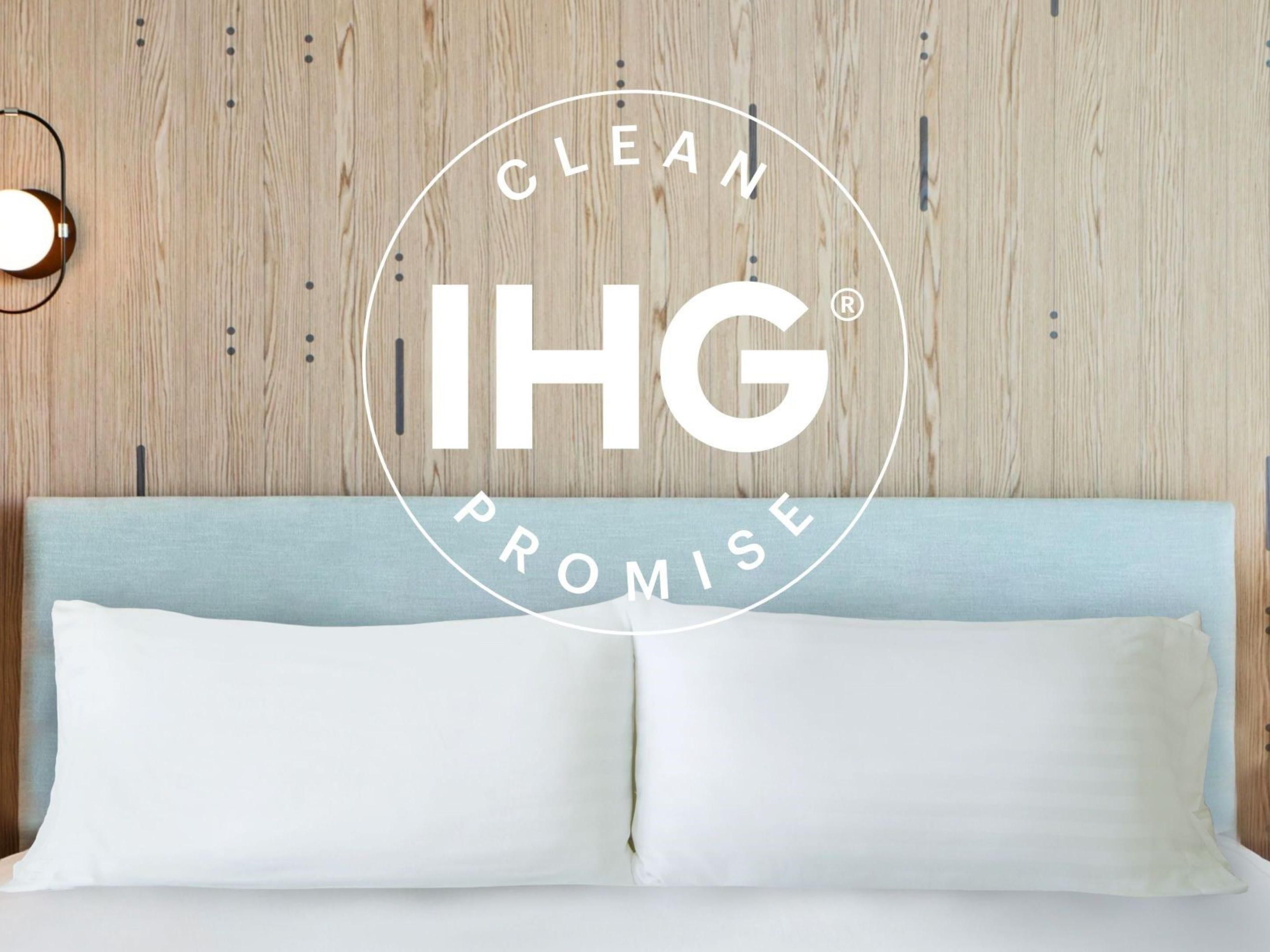 We understand how important cleanliness is to you and as an IHG branded hotel, we deliver the IHG Clean Promise. If your room is not cleaned to your satisfaction, please contact the Front Desk immediately and we promise to make it right. That is the IHG Clean Promise.