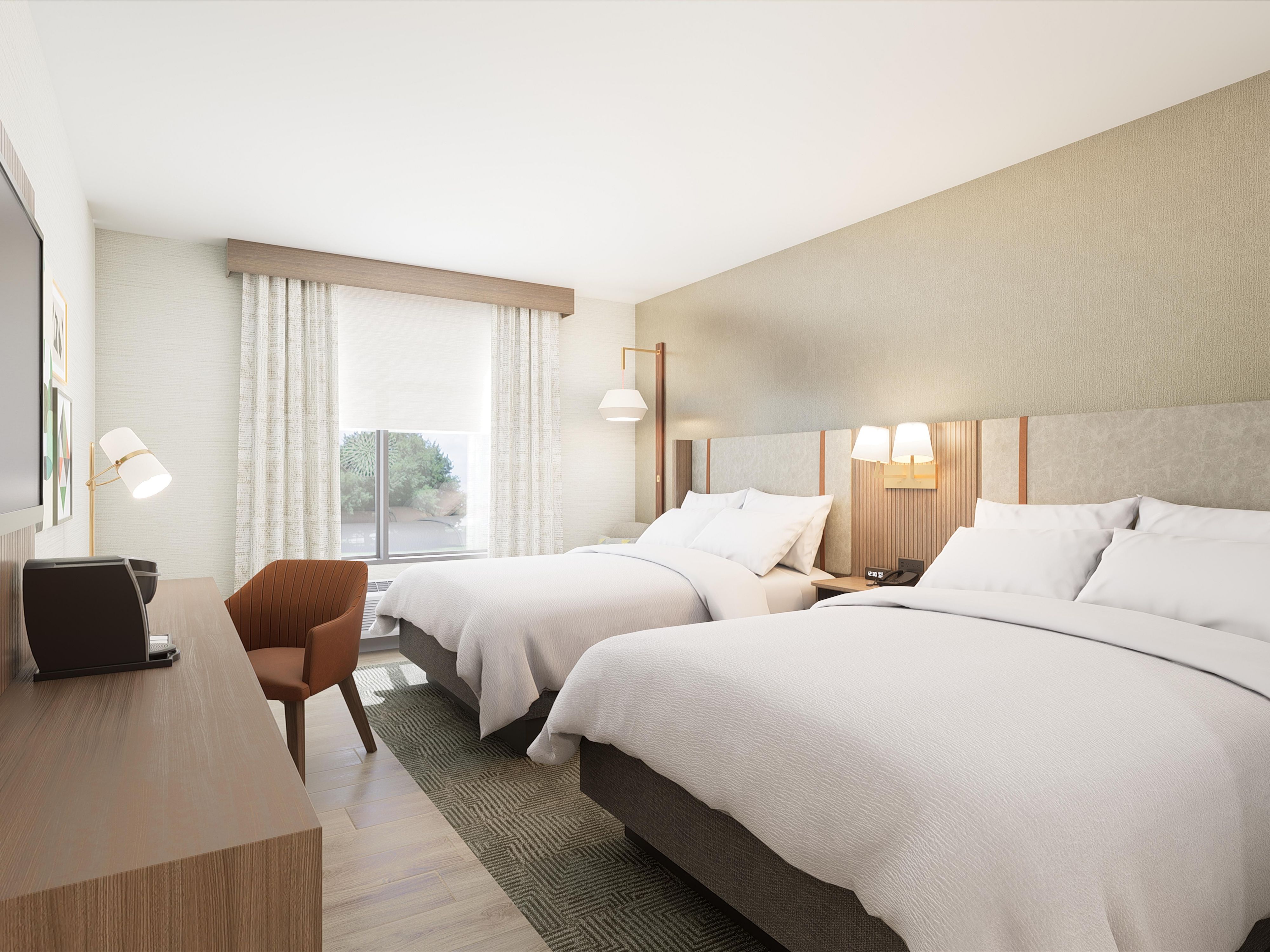 Experience modern comfort and style at our newly constructed hotel, open June 2025. With thoughtfully designed rooms, essential amenities, and exceptional service, we offer the perfect blend of convenience and relaxation in a contemporary atmosphere, completely new and unparalleled by anything around.