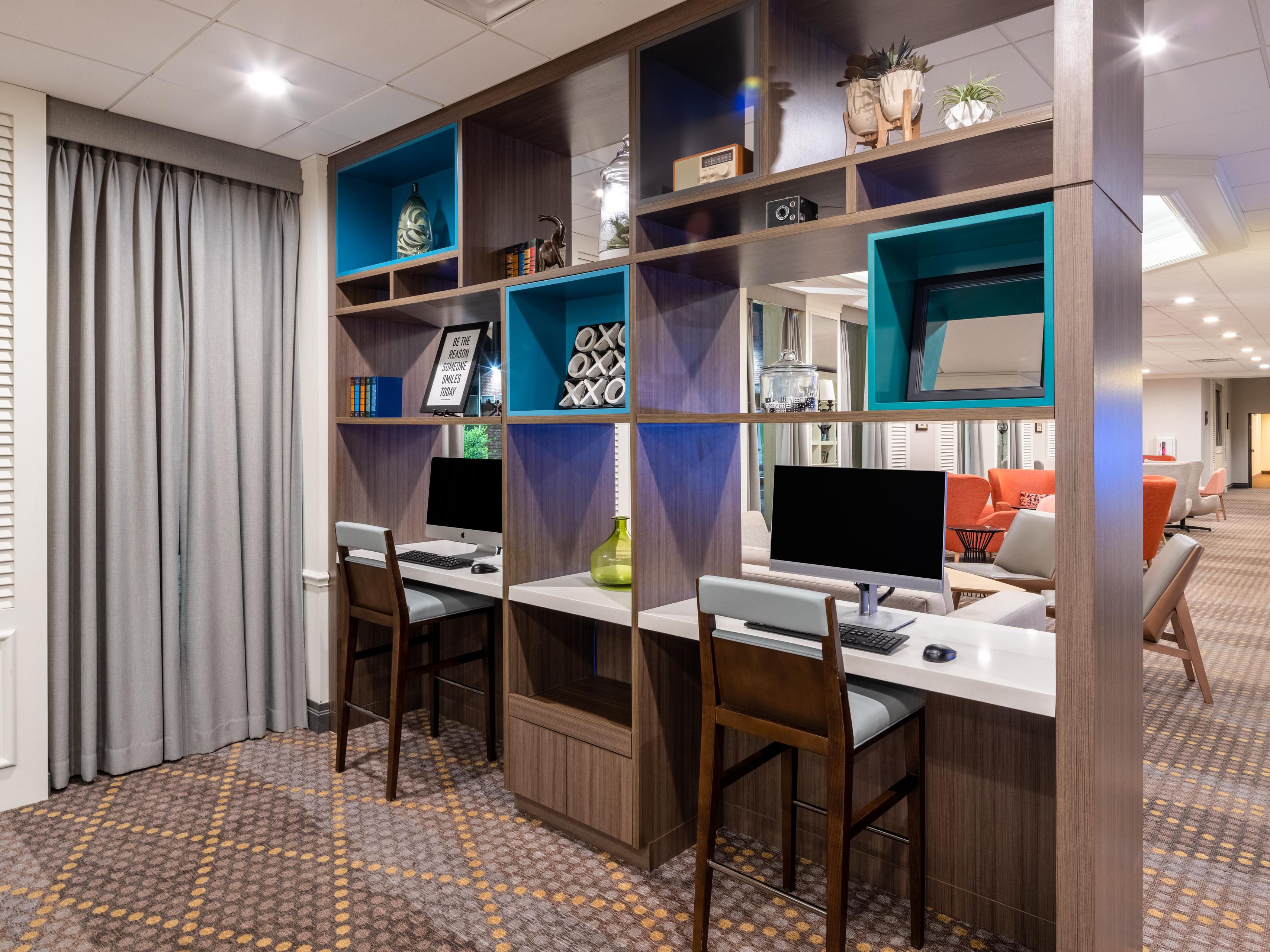 Print documents and check email in our 24-hour Business Center.