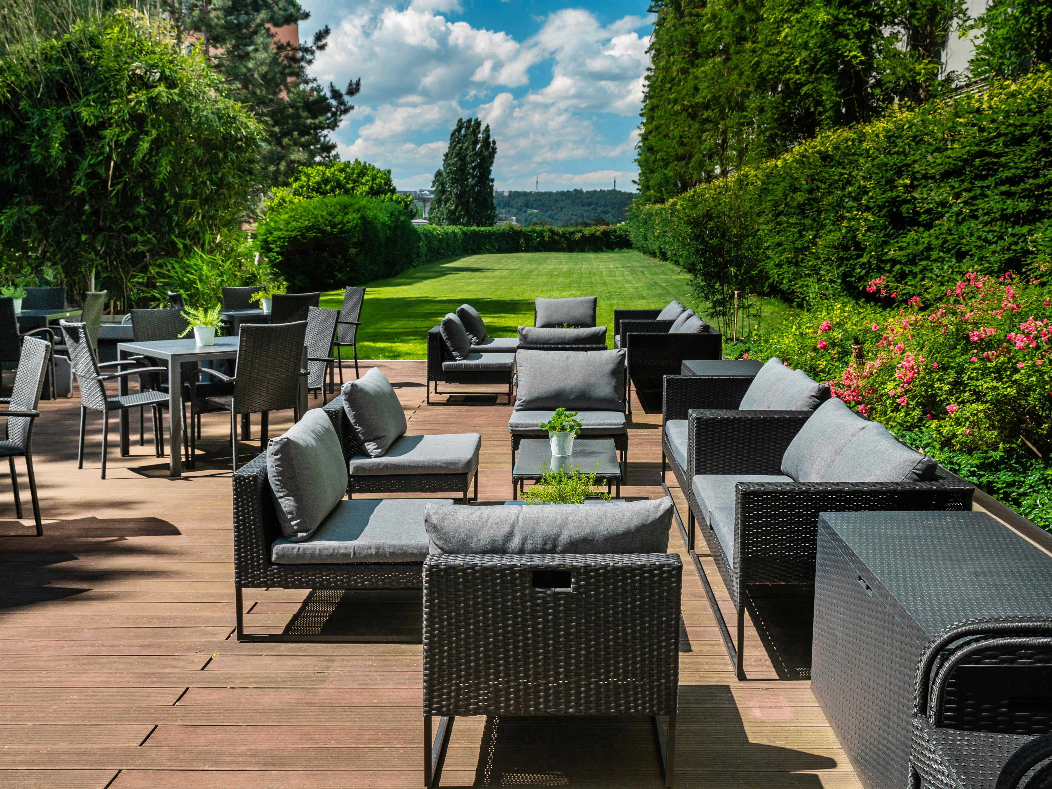 Experience a private oasis in Prague at our hotel garden. With a panoramic view of the city, immerse yourself in nature´s beauty high above the hustle and bustle. Ideal for a tranquil retreat, a romantic evening under the stars, weddings or corporate events.