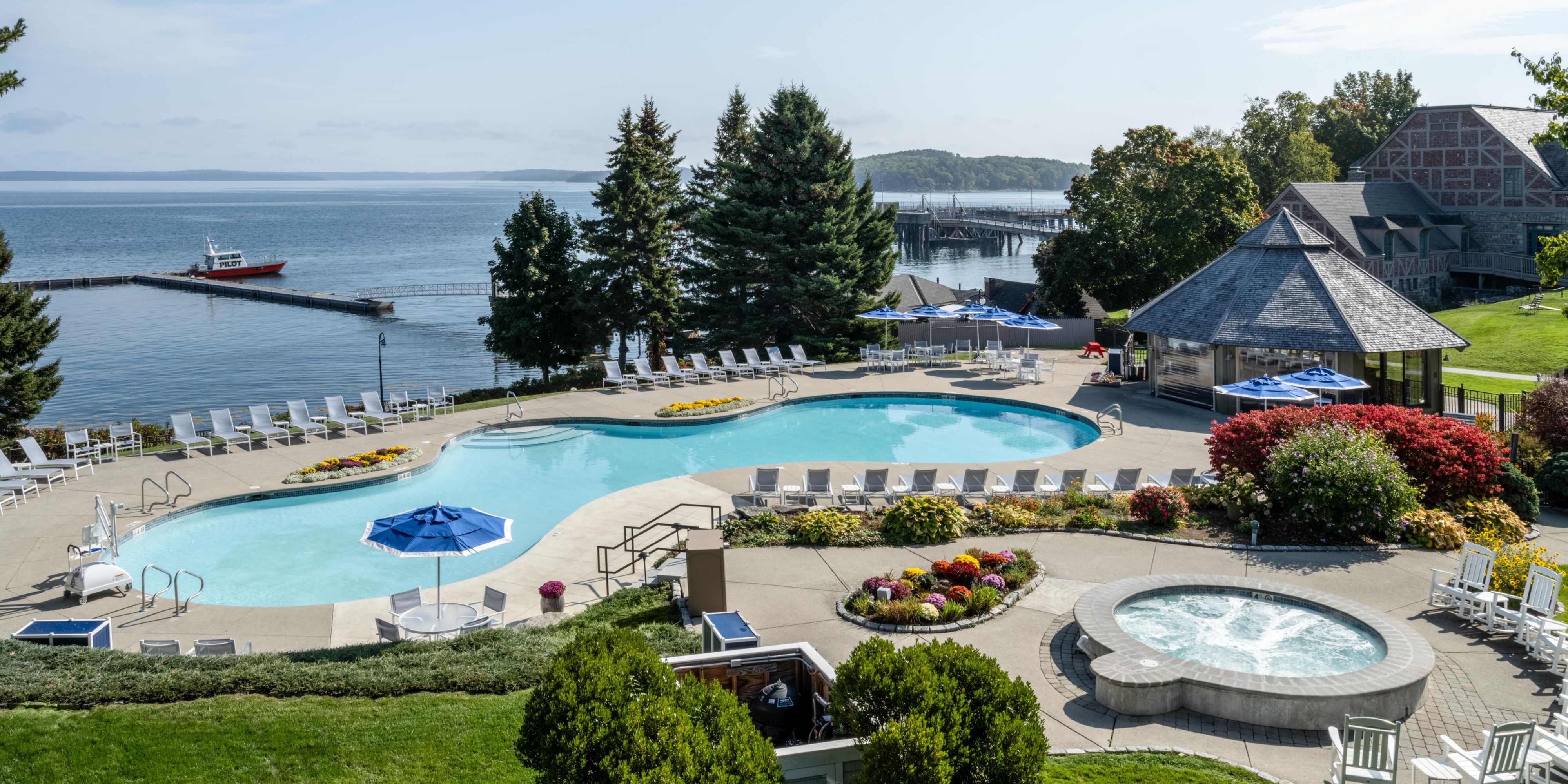 A pool with an ocean view is the best way to enjoy the Maine coast