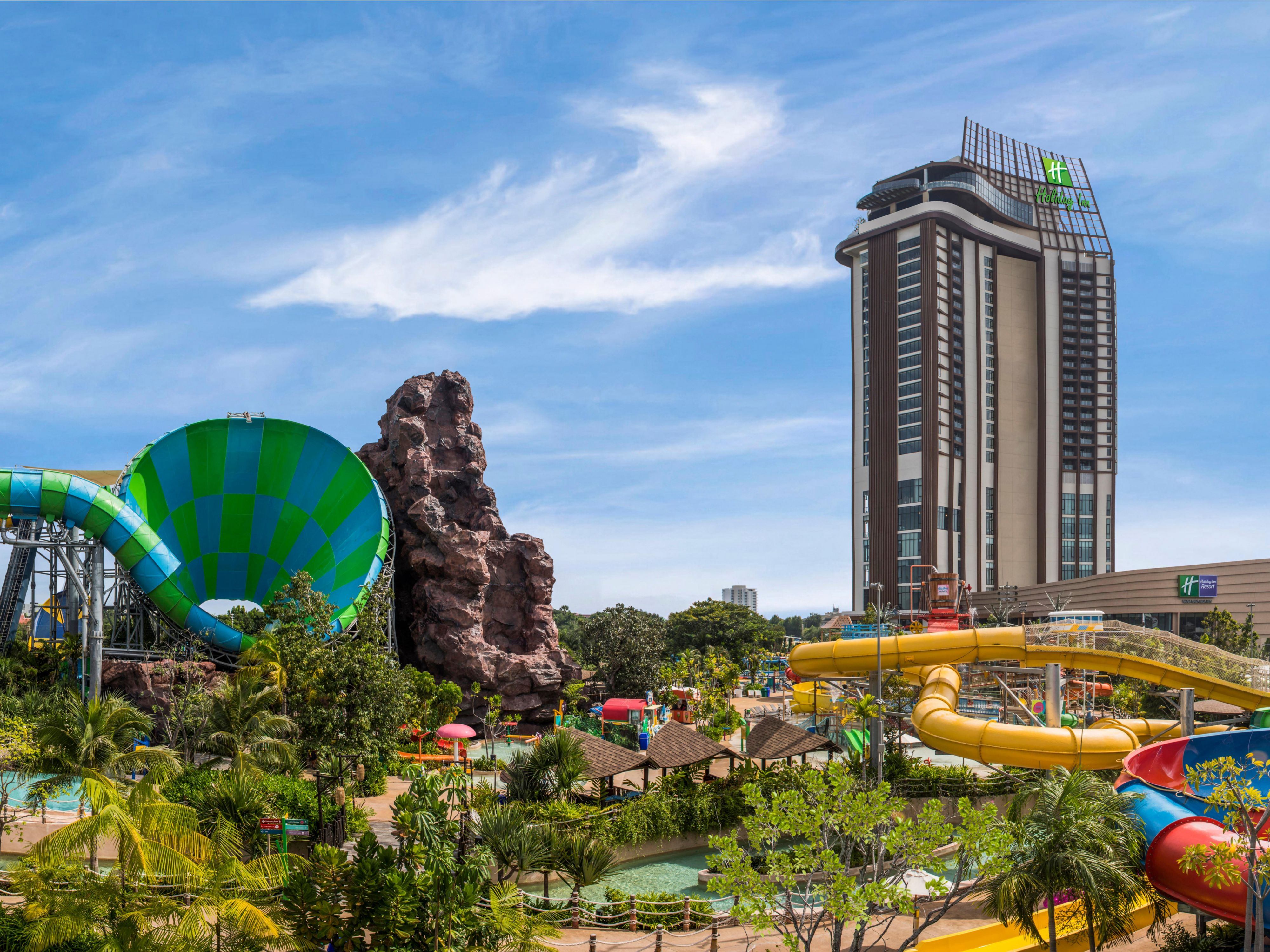 Experience endless excitement at Vana Nava Water Jungle, Asia's first water jungle at the Holiday Inn Resort® Vana Nava Hua Hin. Guests enjoy free access to over 20 thrilling rides, including heart-stopping slides and kid-friendly pools. With something for everyone, it's the ultimate destination for water park enthusiasts.