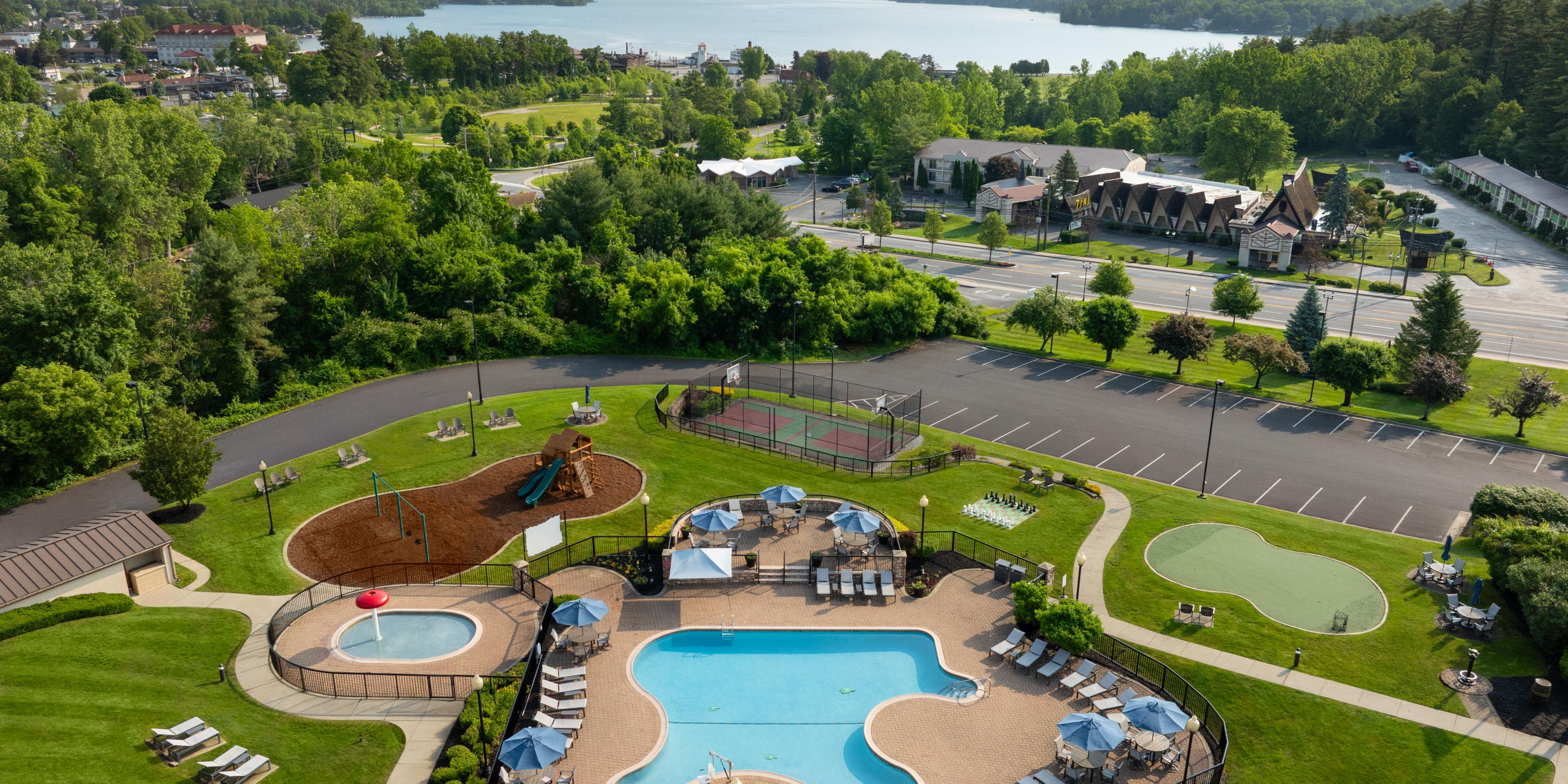 Take a swim with Lake George in the distance.