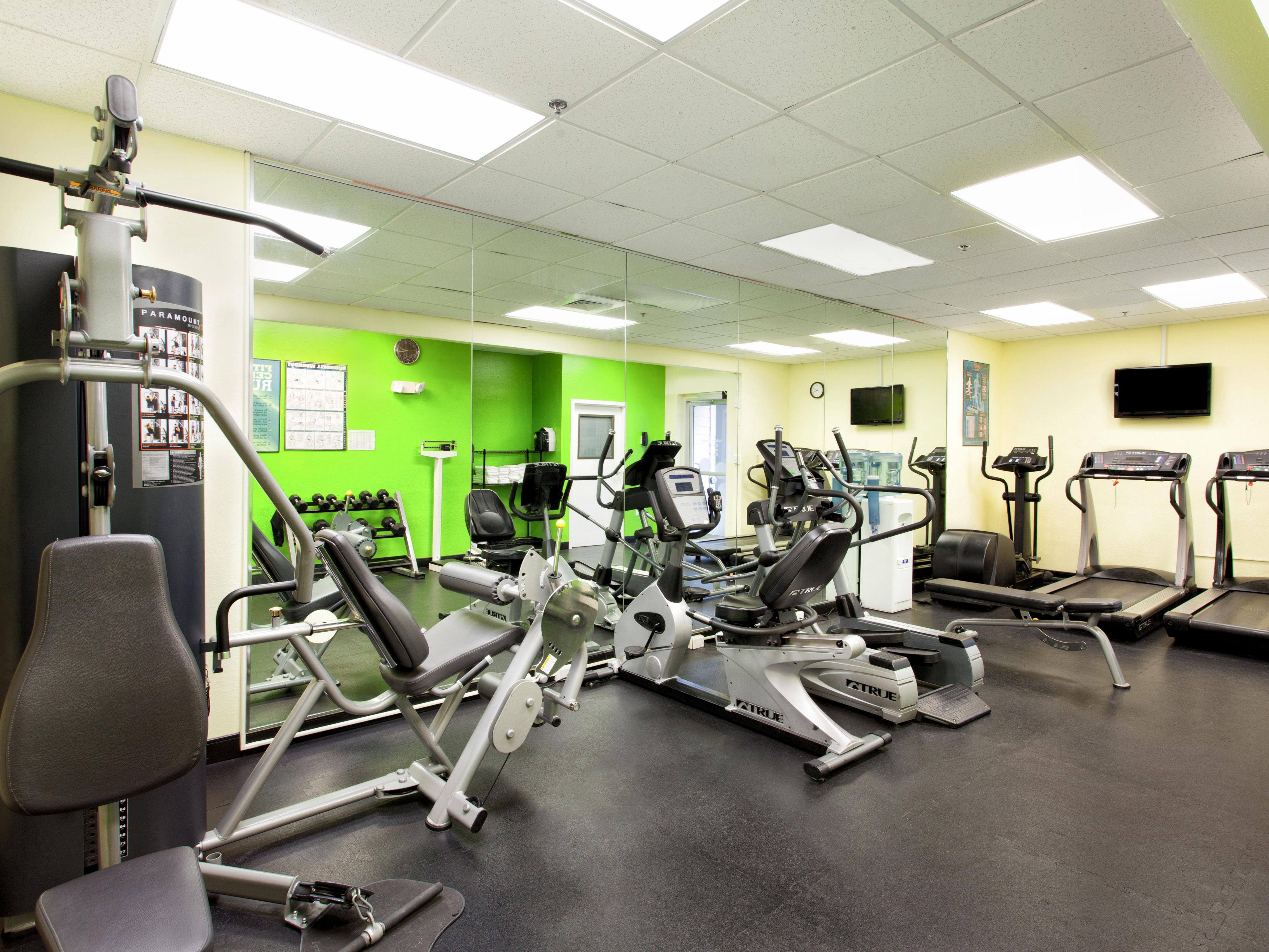 The Fitness Center is equipped with all the workout essentials