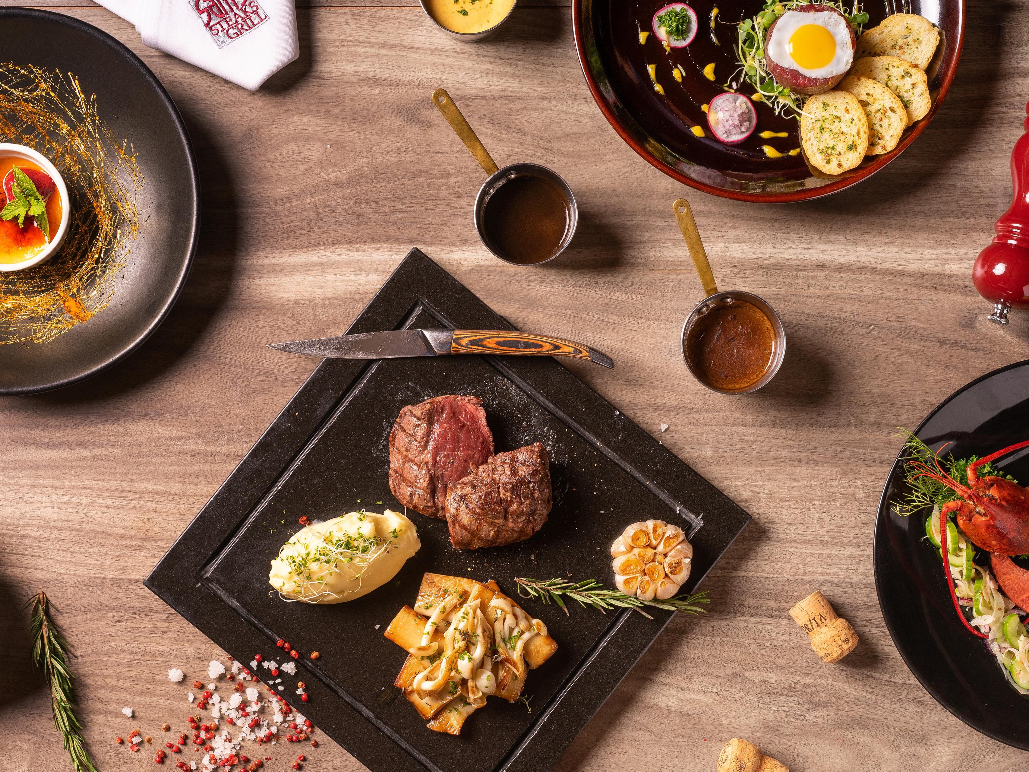 Serving up the finest cuts of prime imported steaks, Sam's Steaks & Grill provides top cuisine in a sophisticated setting. Our carefully crafted menus are complemented by an extensive selection of Old and New Wines – perfect for an intimate dinner for two.