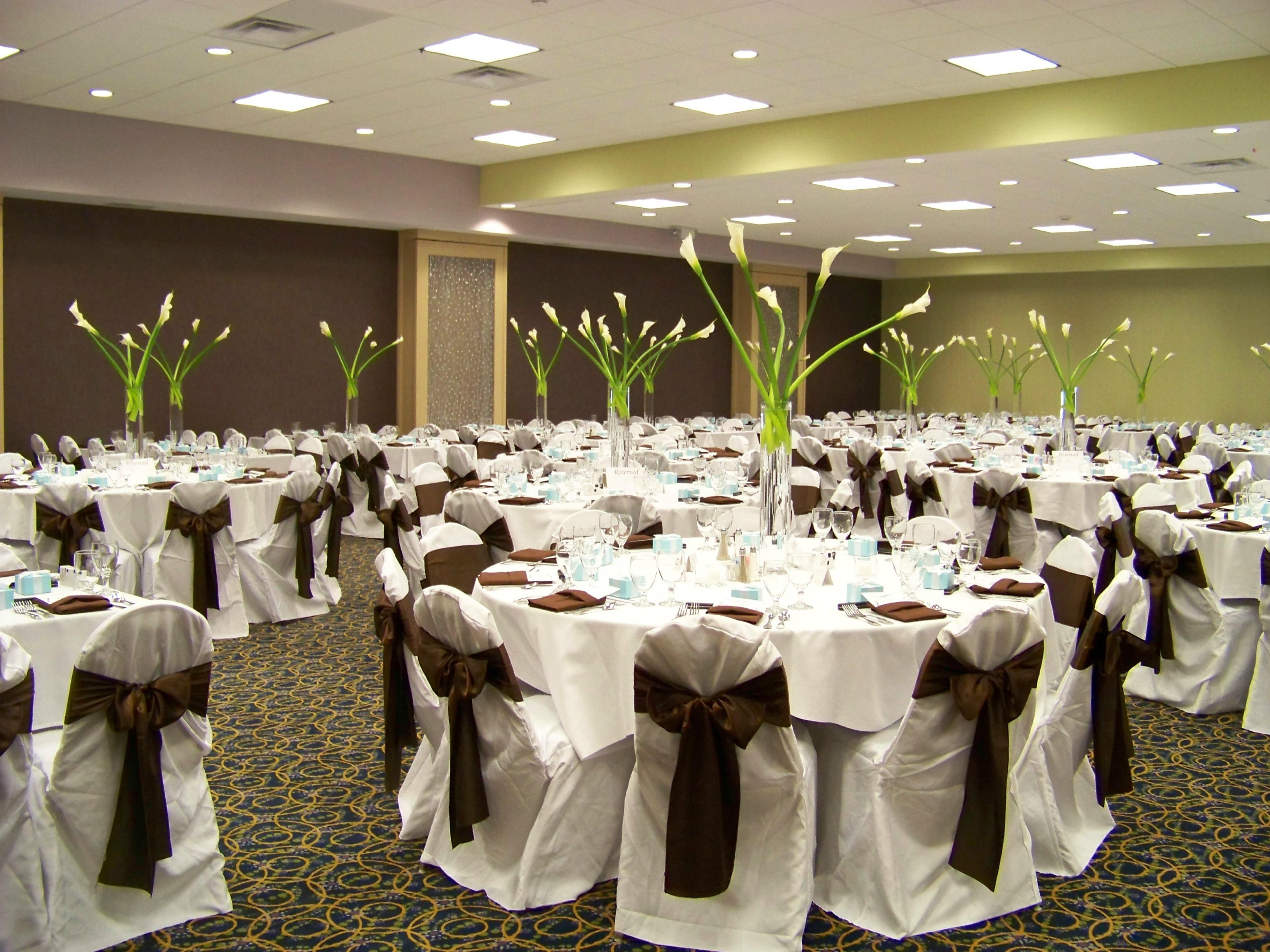 The Ballroom will accommodate up to 300 people on your special day.  With catering from our in house banquet staff, a stage, dance floor and bar, your special day will only require a bride and groom.  