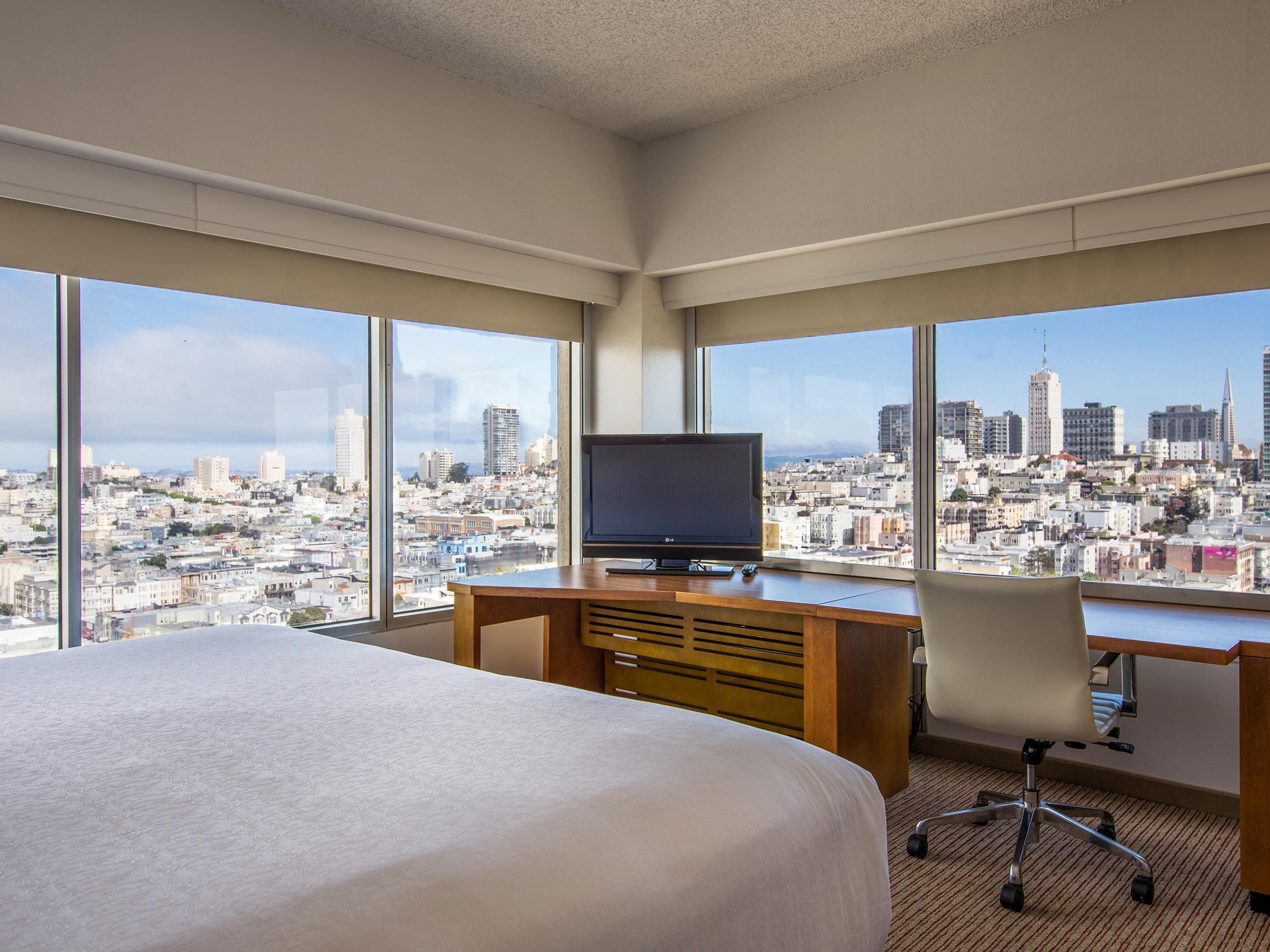 Start and end your day in your newly modernized room or suite. Elevate your San Francisco experience with modern accommodations which offer breathtaking city and bay views at an affordable price.
