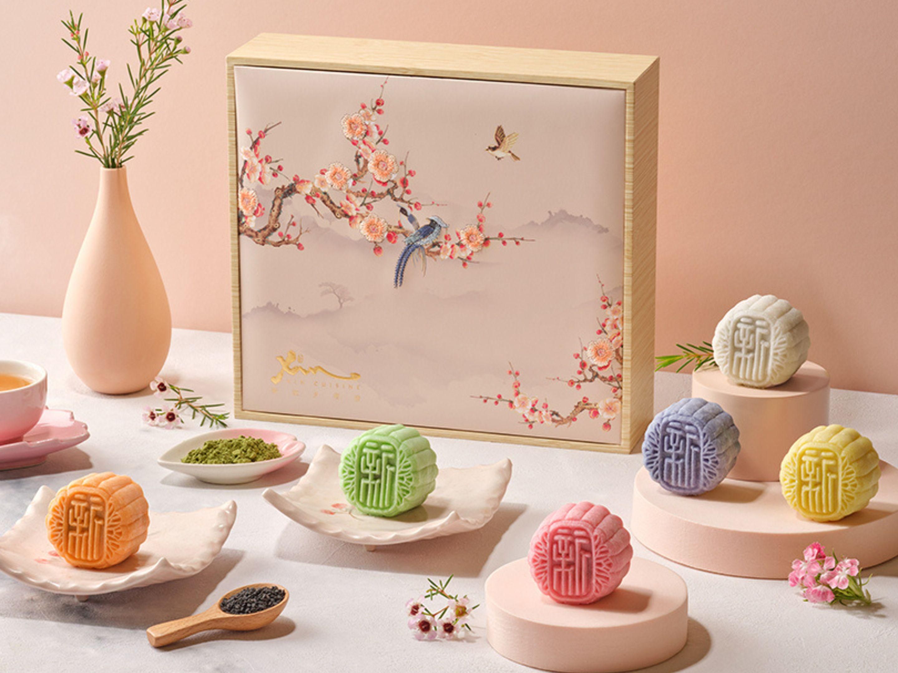 Image 82: Xin Cuisine Chinese Restaurant introduces two delightful new snowskin mooncake flavors: Green Tea Paste with Peach Oolong Praline Snowskin Mooncake and Sesame Paste with Negroni Praline Snowskin Mooncake. Enjoy early bird discounts and all mooncakes are available for order from now until 2 October 2025.