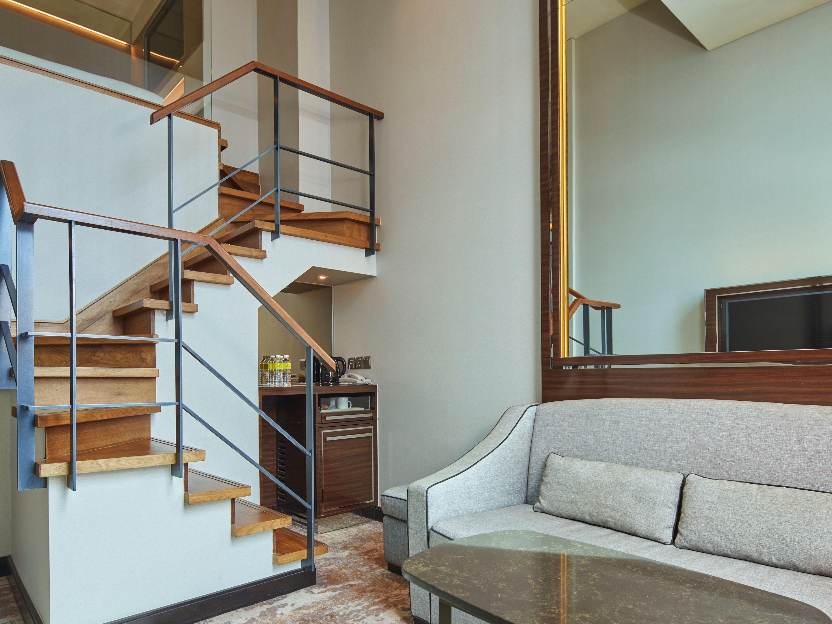 We offer city loft living for up to four guests. The duplex storeyed suite is perfect for travellers seeking a spacious stay. Room features include a 43-inch LED TV and rain shower.