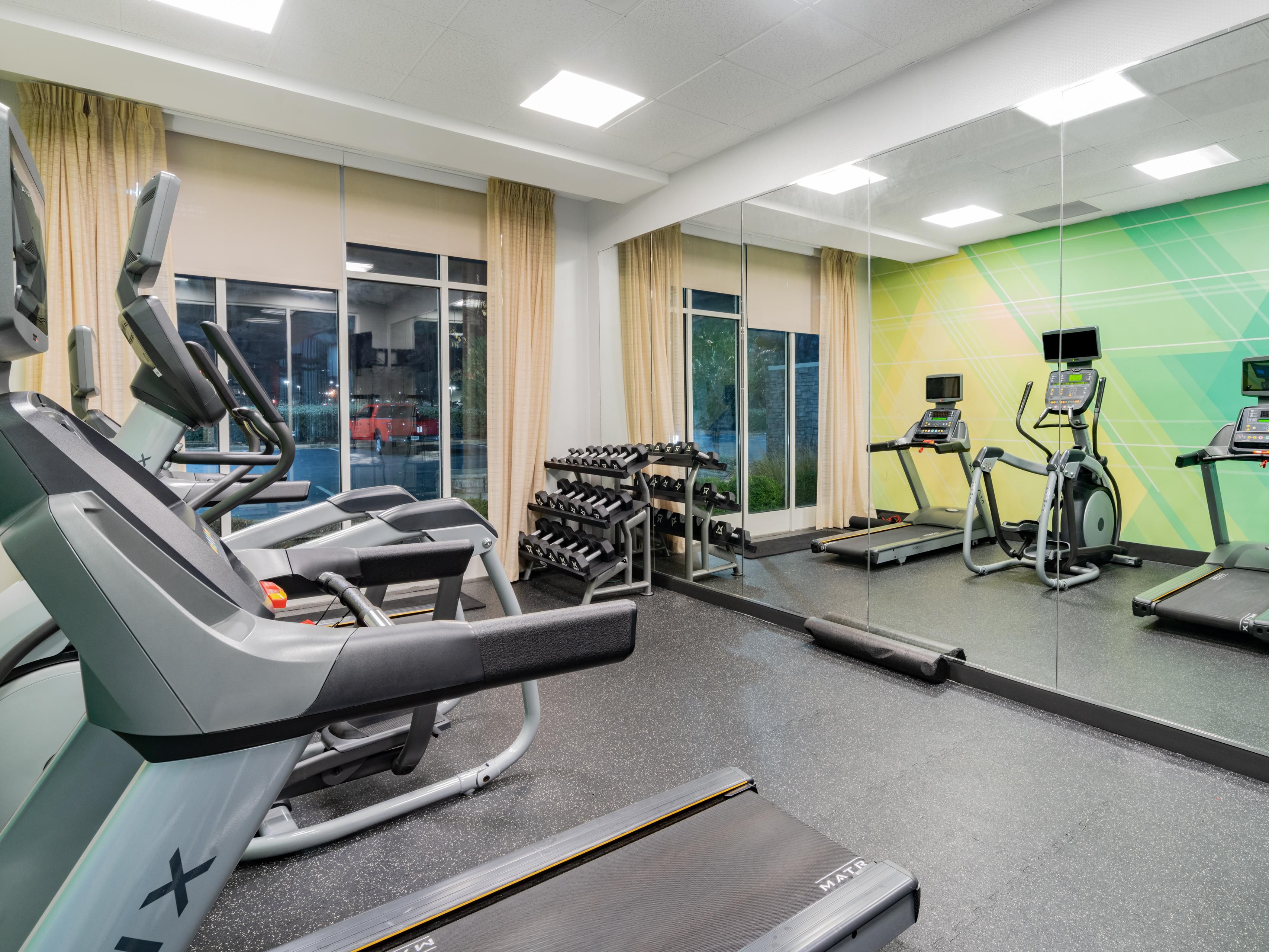 Get your sweat on in our complimentary, fully equipped fitness center open for our guests from 6:00 AM - 11:00 PM.