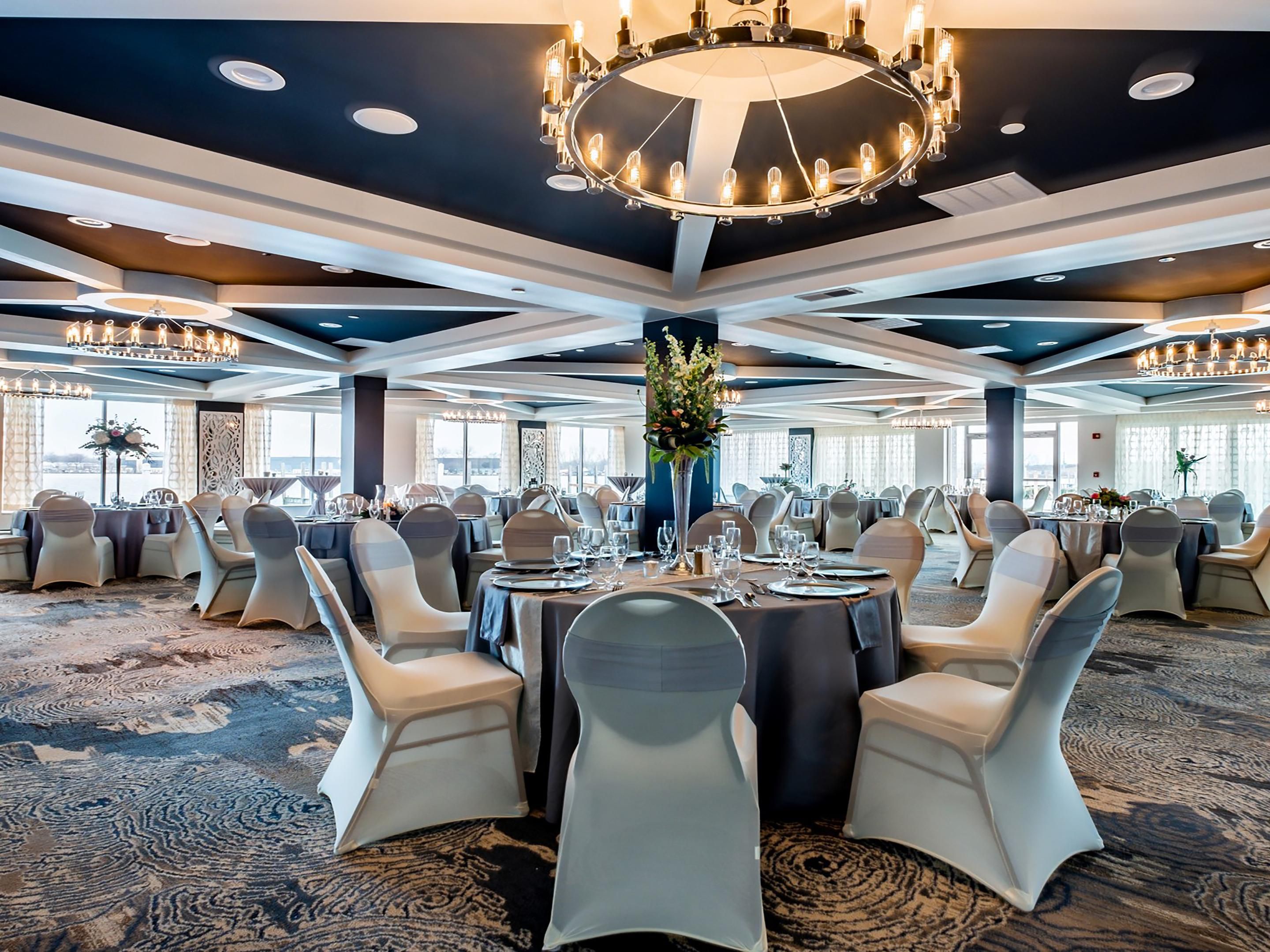 Our Waterfront Ballroom features 3,600 square feet of panoramic views of the Grand River with exclusive outdoor deck access and state of the art audio-visual equipment. This one-of-a-kind space was specifically designed to make dream weddings a reality and surpass the needs of our corporate groups.