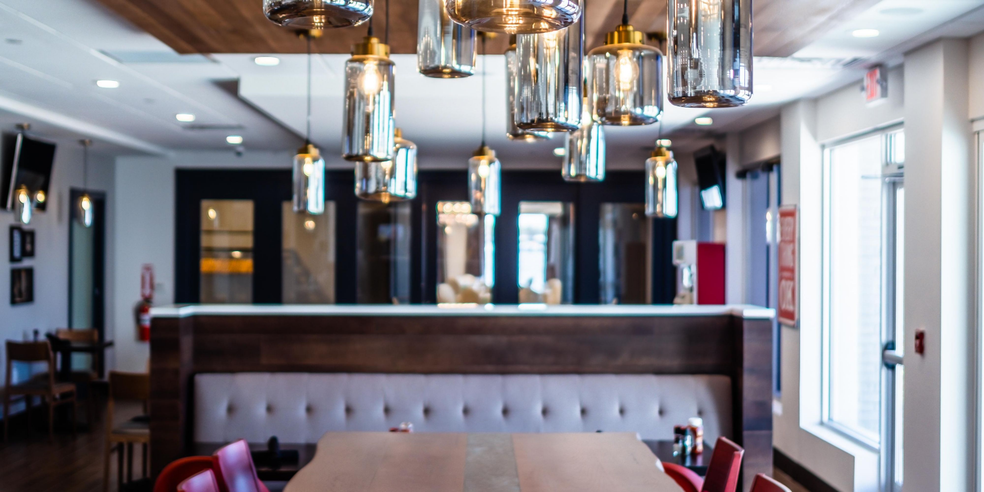 You and your group will enjoy the communal table at Burger Theory