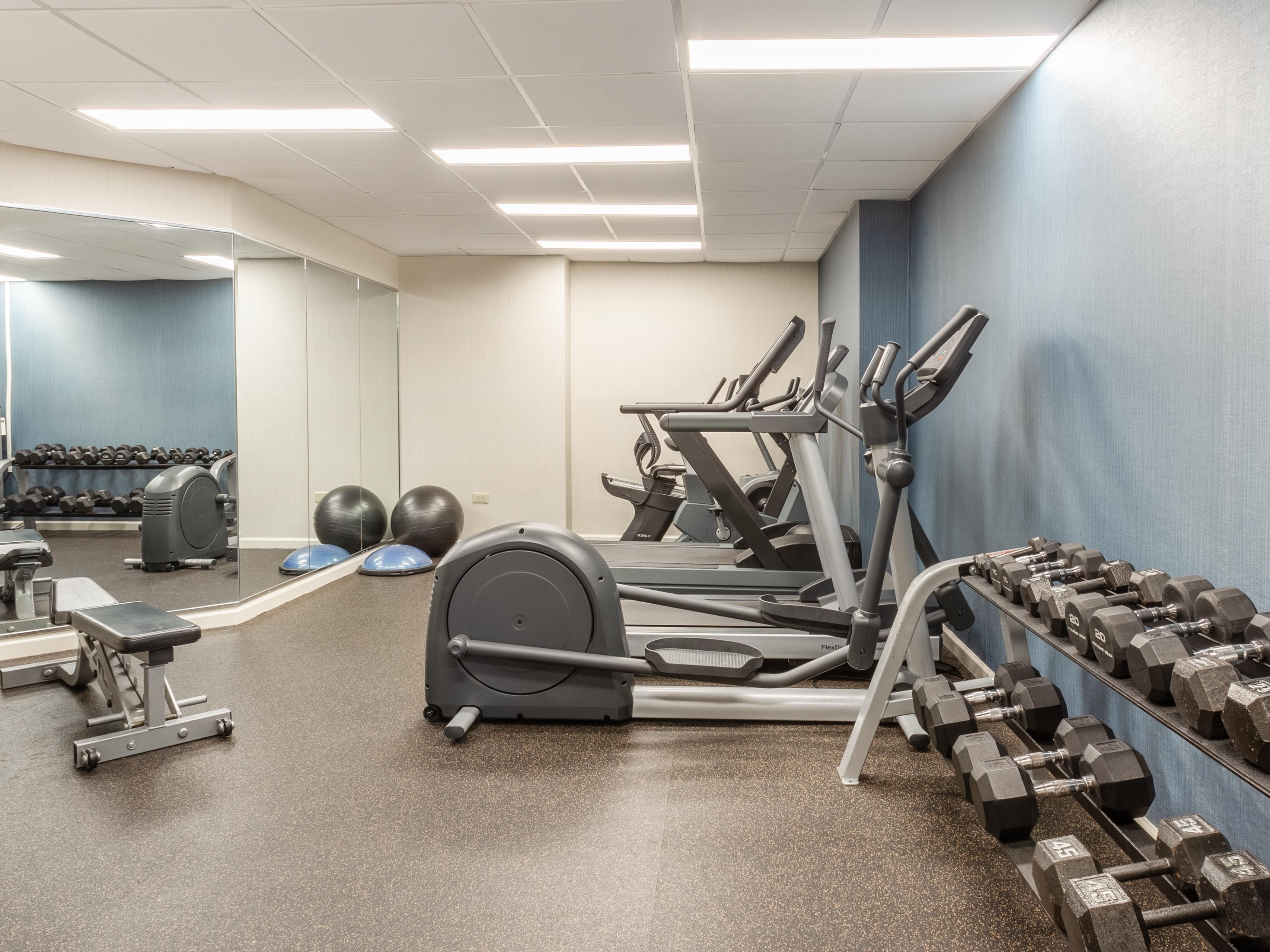 Stay active and energized in our 24-hour Fitness Center.