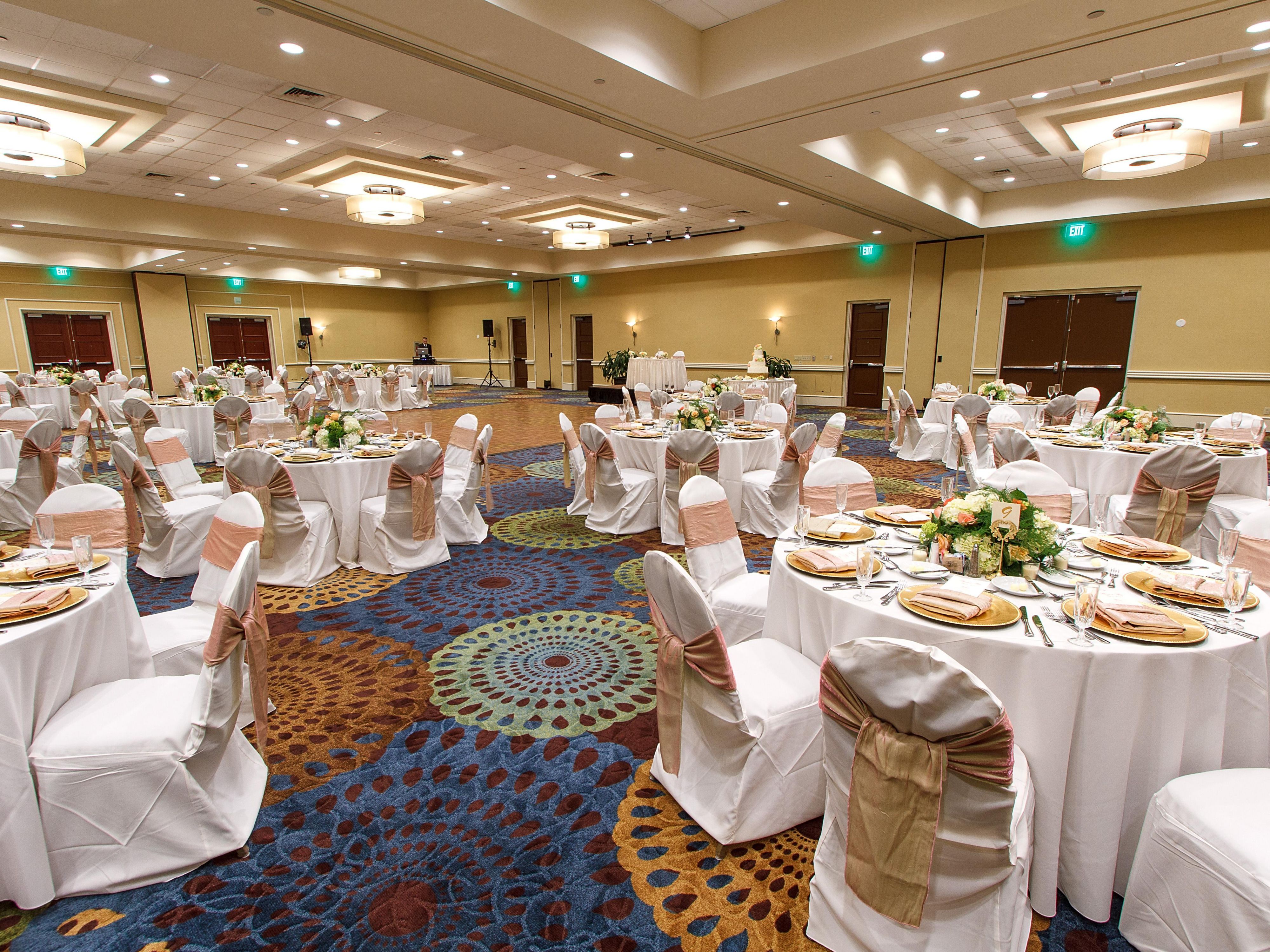 Our meeting and event space is over 12,000 square feet. We have equipment rentals, catering options, and a selection of different room setups. Call our sales team today to book your event. 