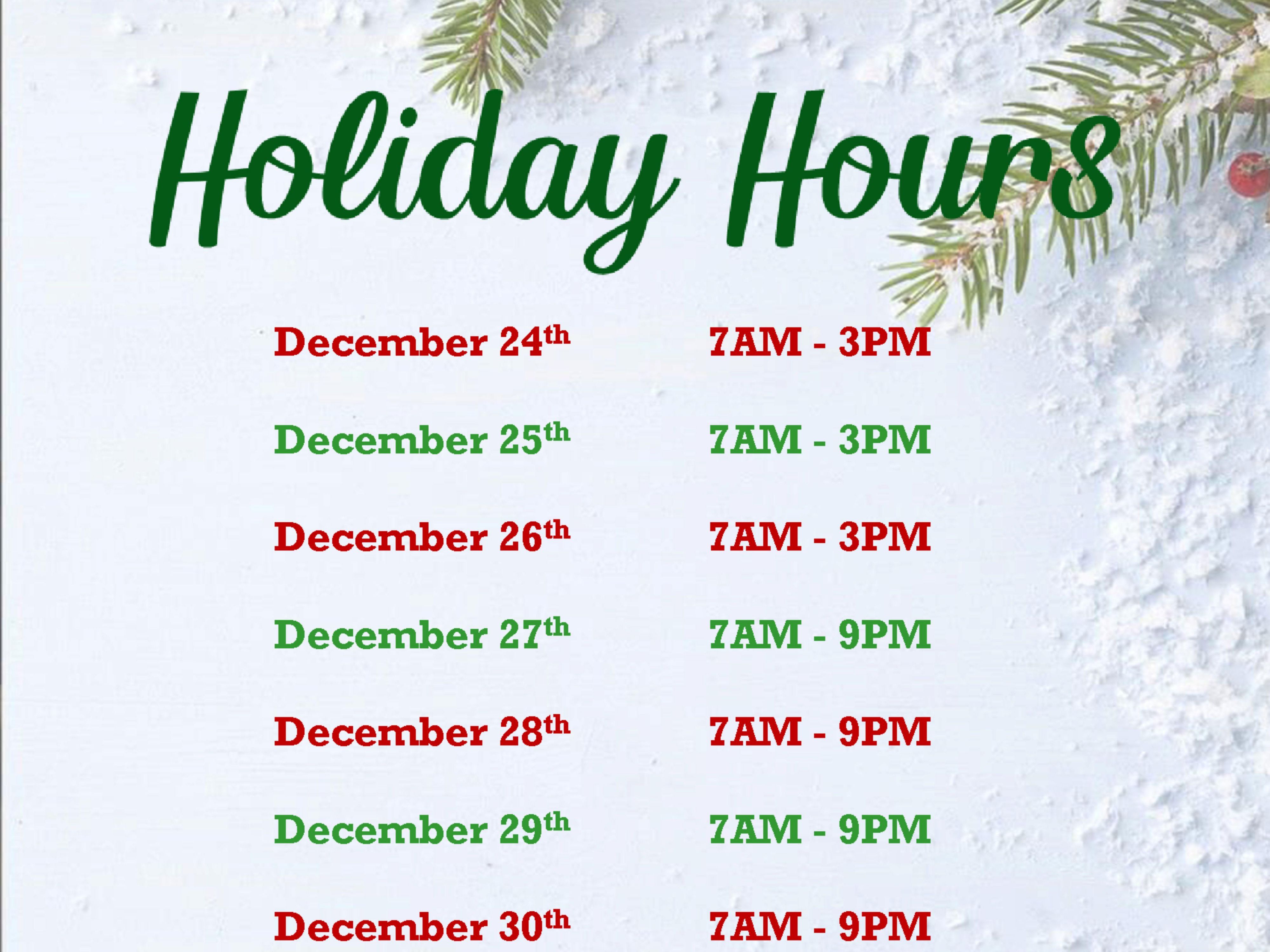We’re pleased to announce that starting December 1, Perkins Restaurant & Bakery will operate daily from 7 AM to 9 PM. For the holiday season, please note that hours will be adjusted to 7 AM to 3 PM on Dec 24th through 26th and on the 31st, and from 8 AM to 4 PM on Jan 1st. We look forward to serving you warm, comforting meals during your stay.