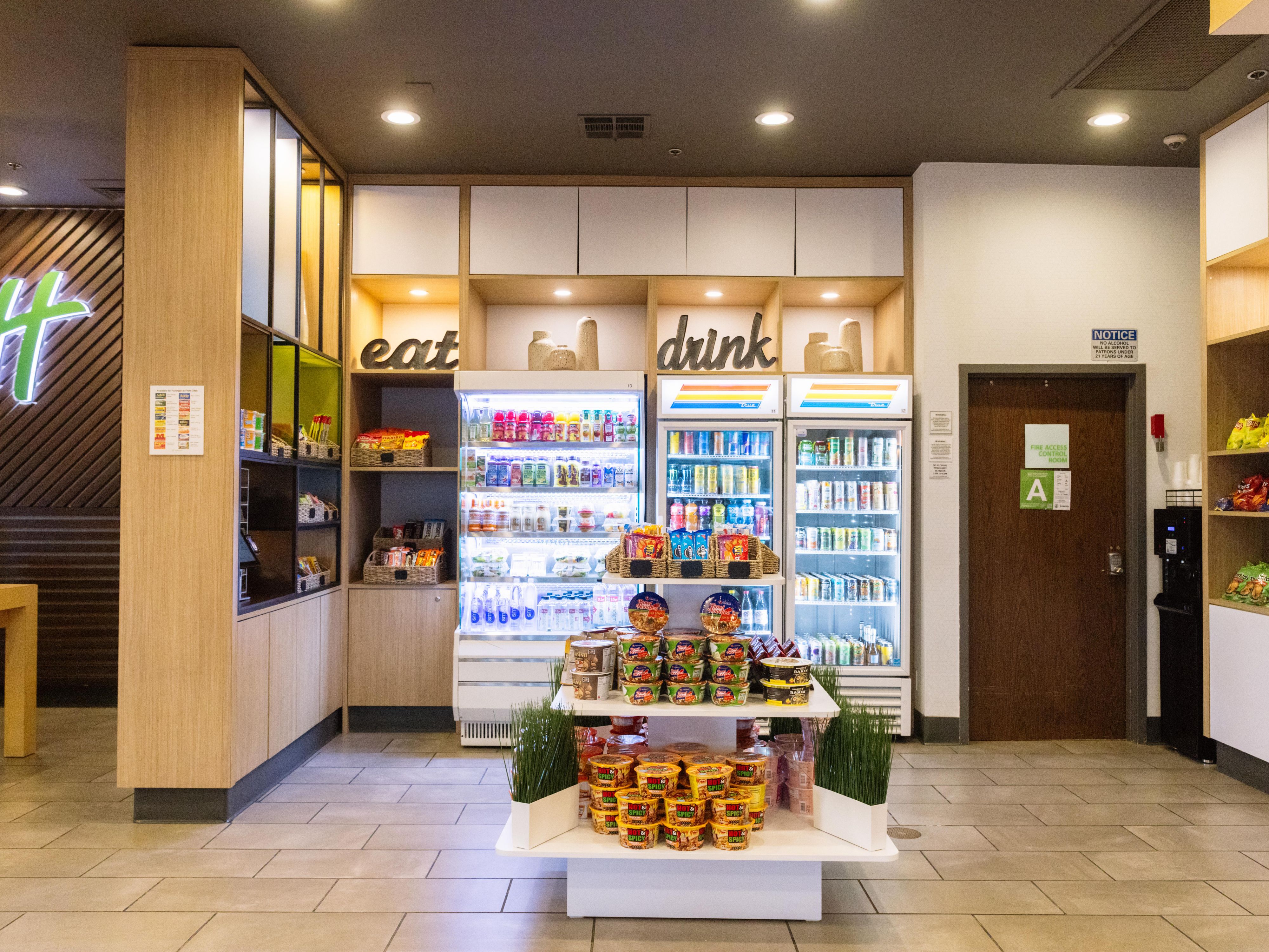 Find snacks, drinks, and travel essentials at our Market.