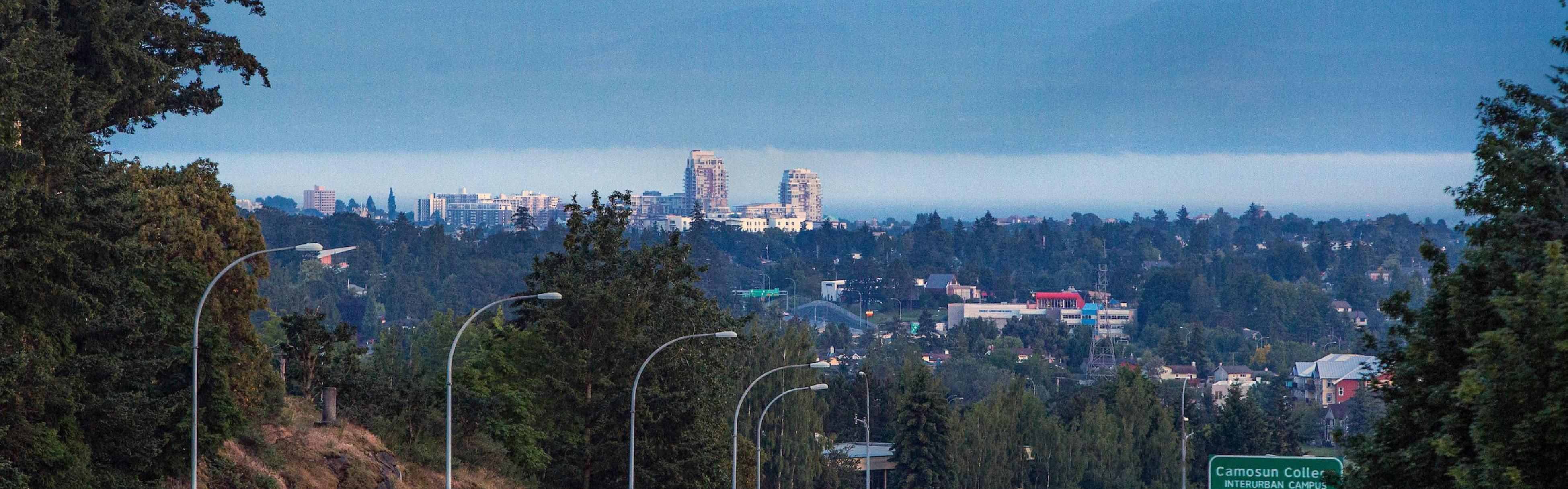 Scenic drive across Royal Oak Bridge in Victoria, BC.