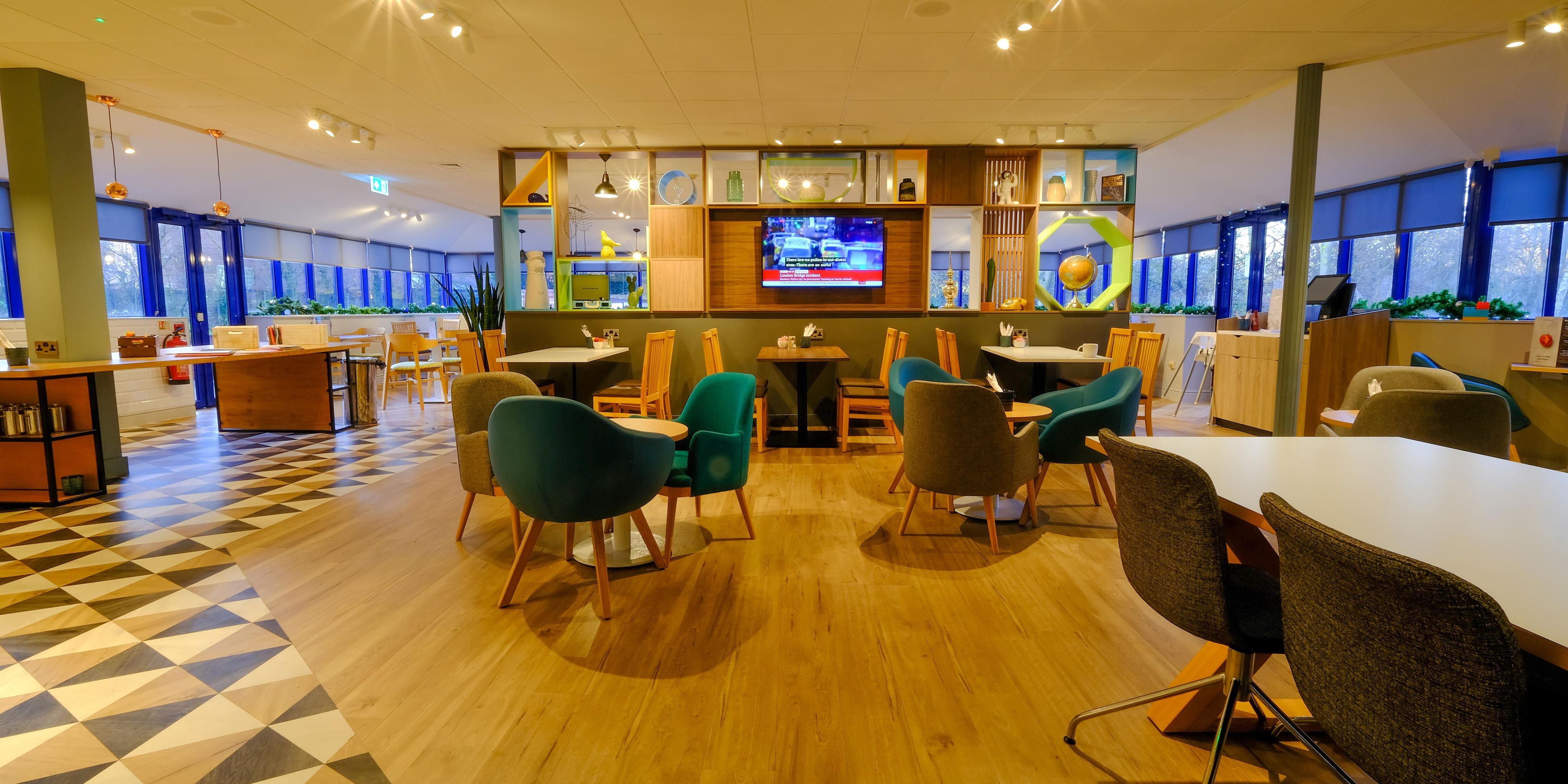 A vibrant space to tuck into breakfast or enjoy an evening meal.